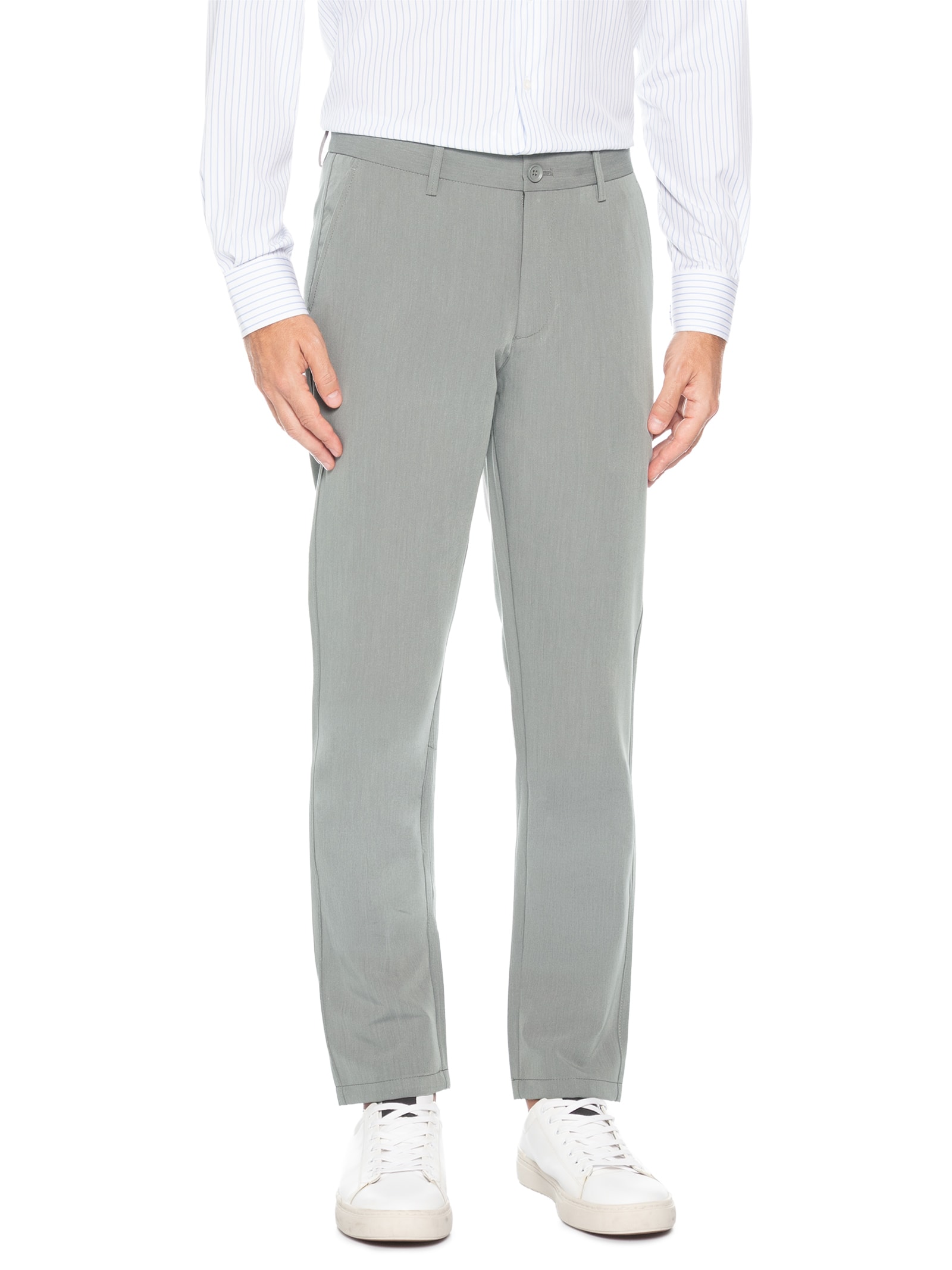 Calça Masculina Alfaiataria Reta Cinza '2 Essential