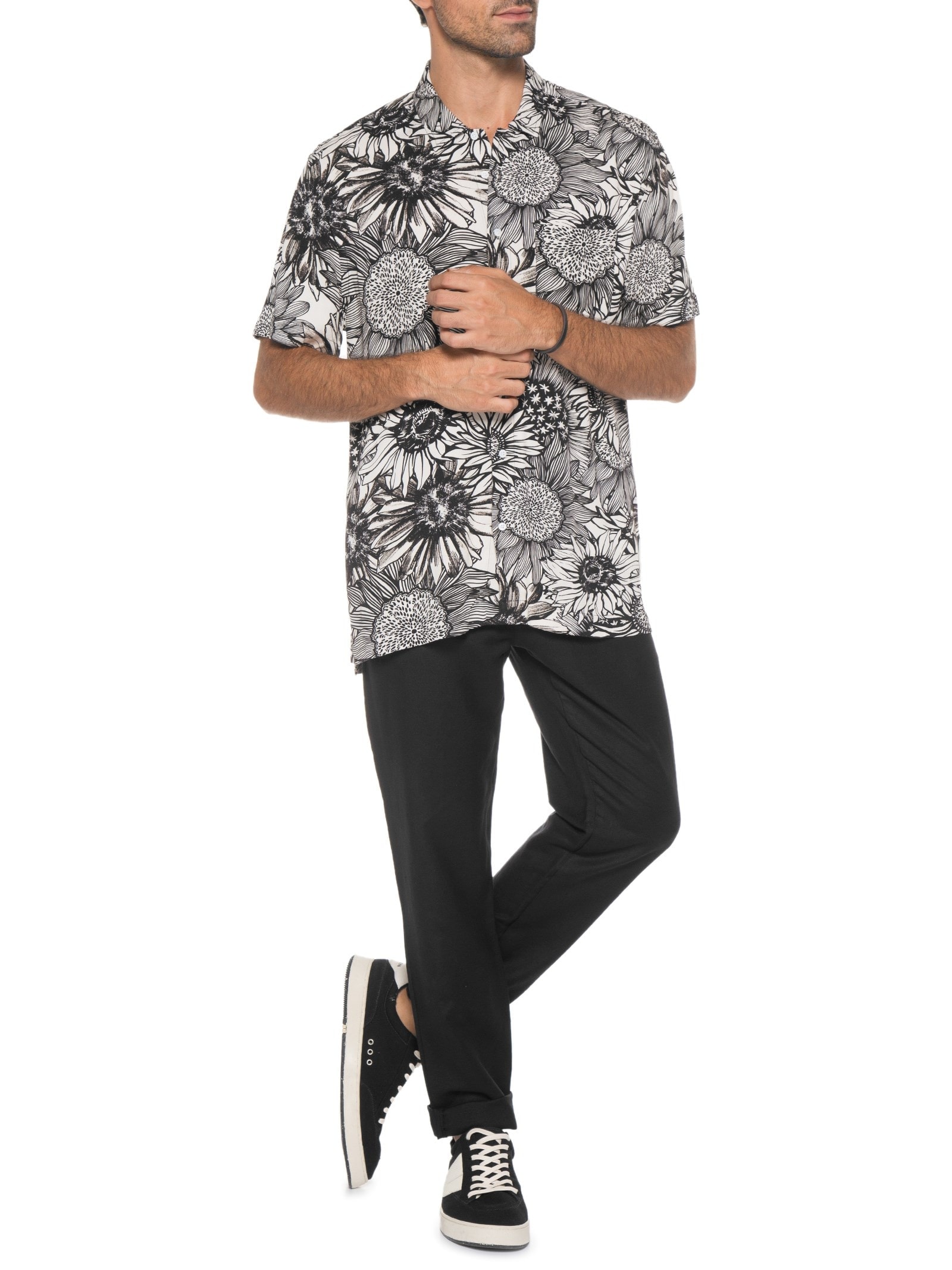 Calça Masculina Alfaiataria Reta Fluid Linen Preto Osklen