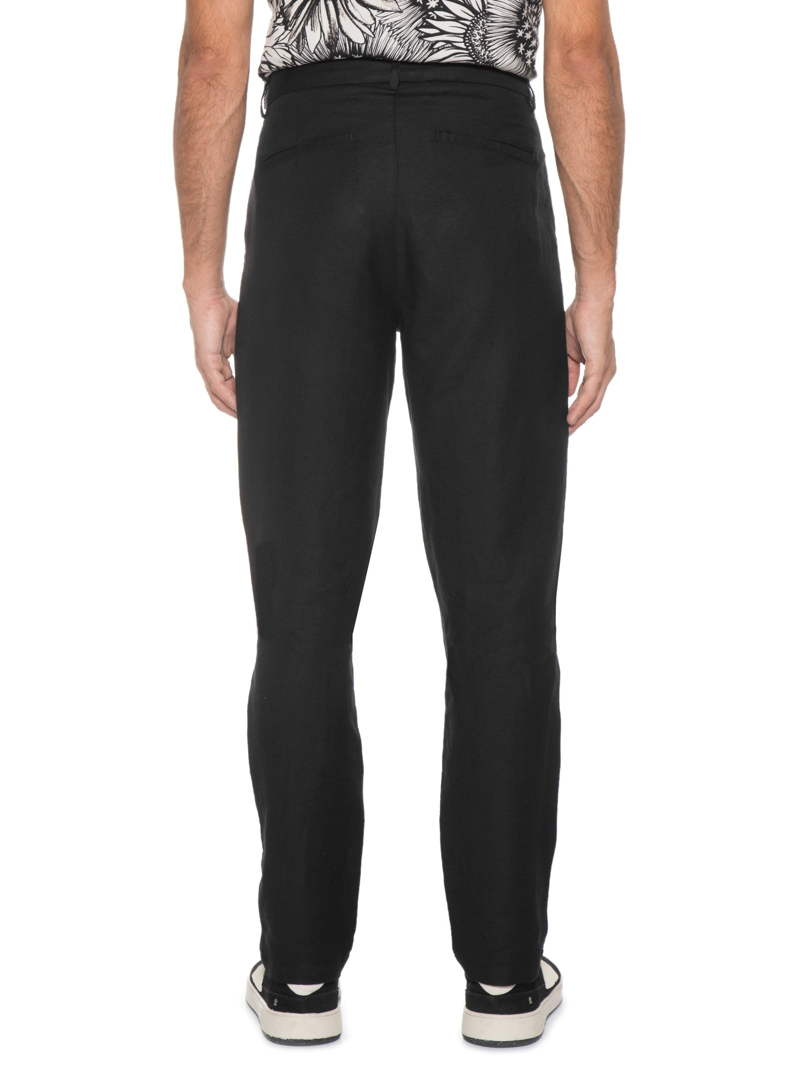 Calça Masculina Alfaiataria Reta Fluid Linen Preto Osklen