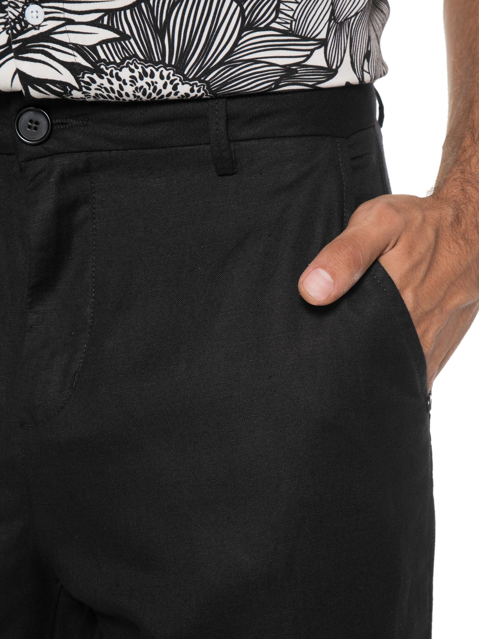 Calça Masculina Alfaiataria Reta Fluid Linen Preto Osklen