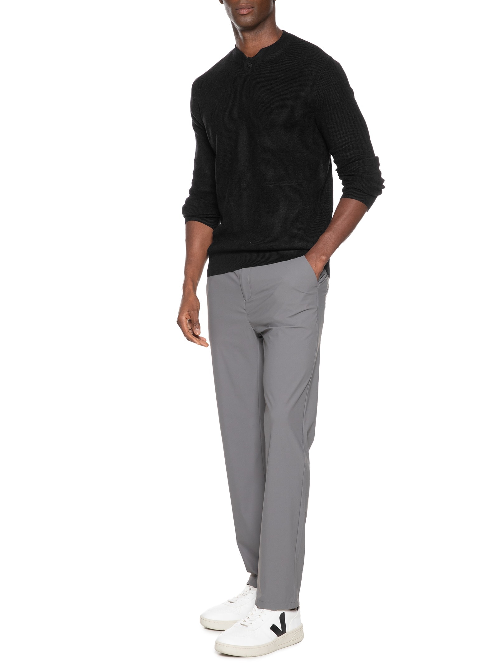 Calça Masculina Básica Alfaiataria Moderna Cinza '2 Essential