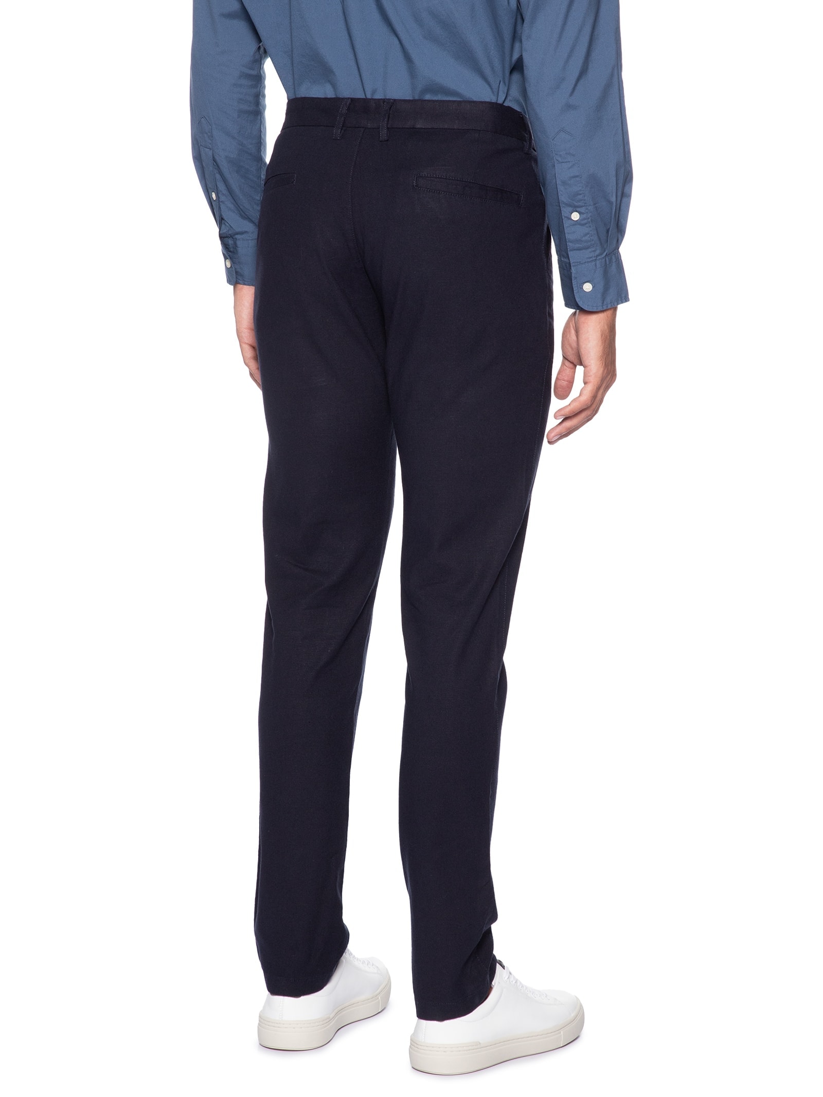 Calça Masculina Blend Linho Casual Reta Azul 2 Essential '2 Essential