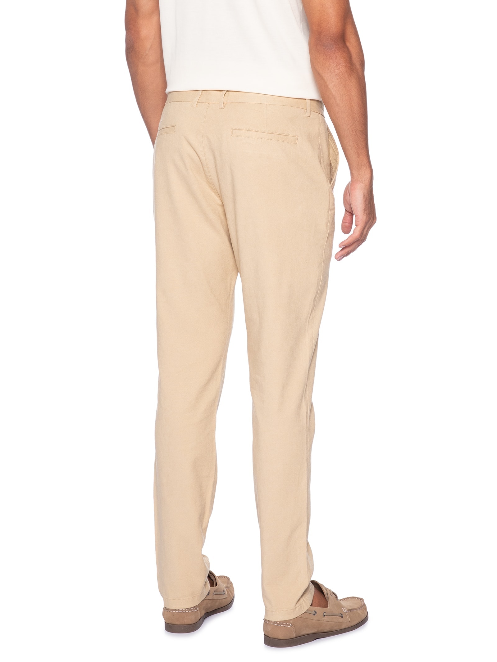 Calça Masculina Blend Linho Casual Reta Bege '2 Essential