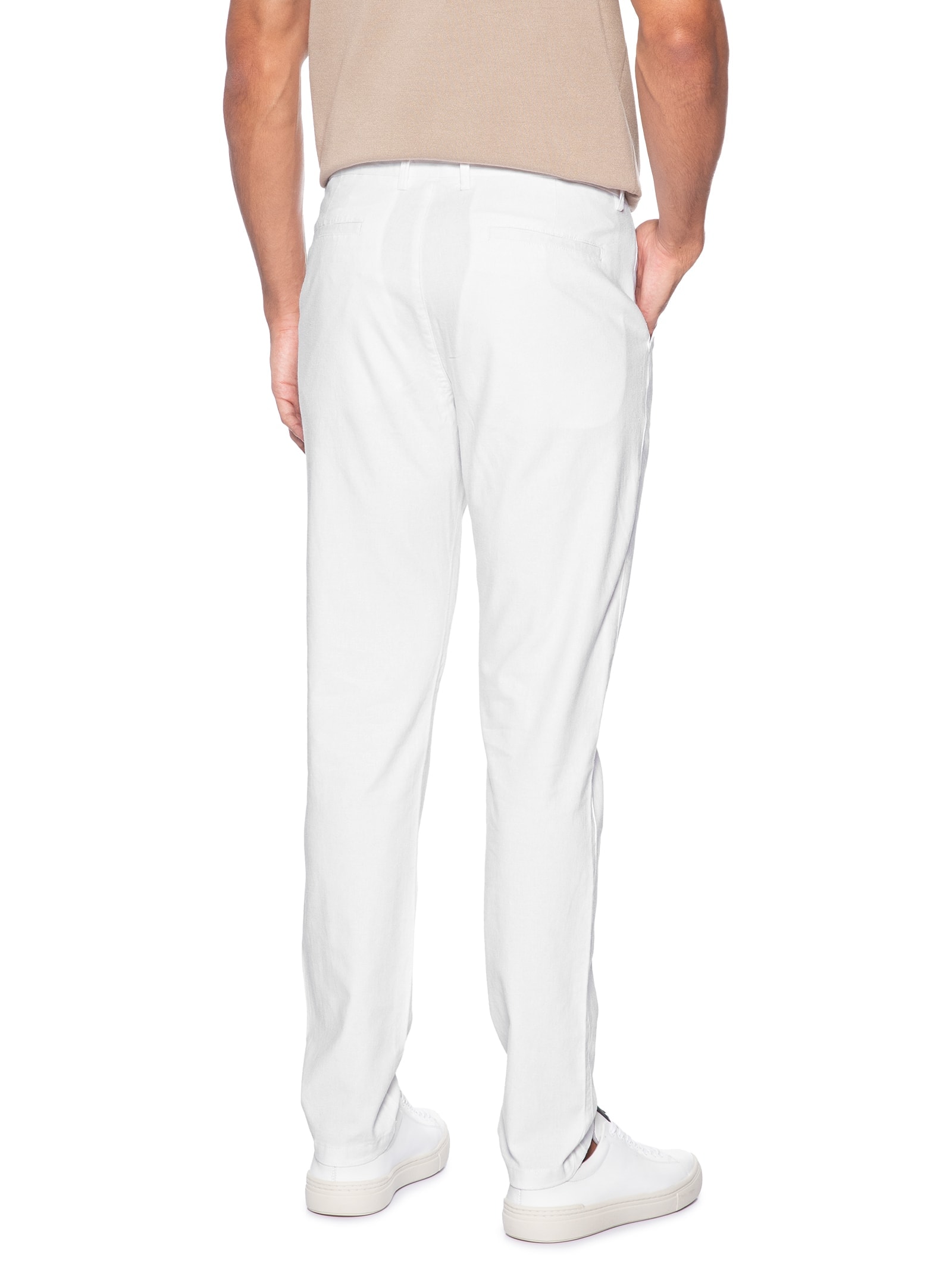 Calça Masculina Blend Linho Casual Reta Branco '2 Essential