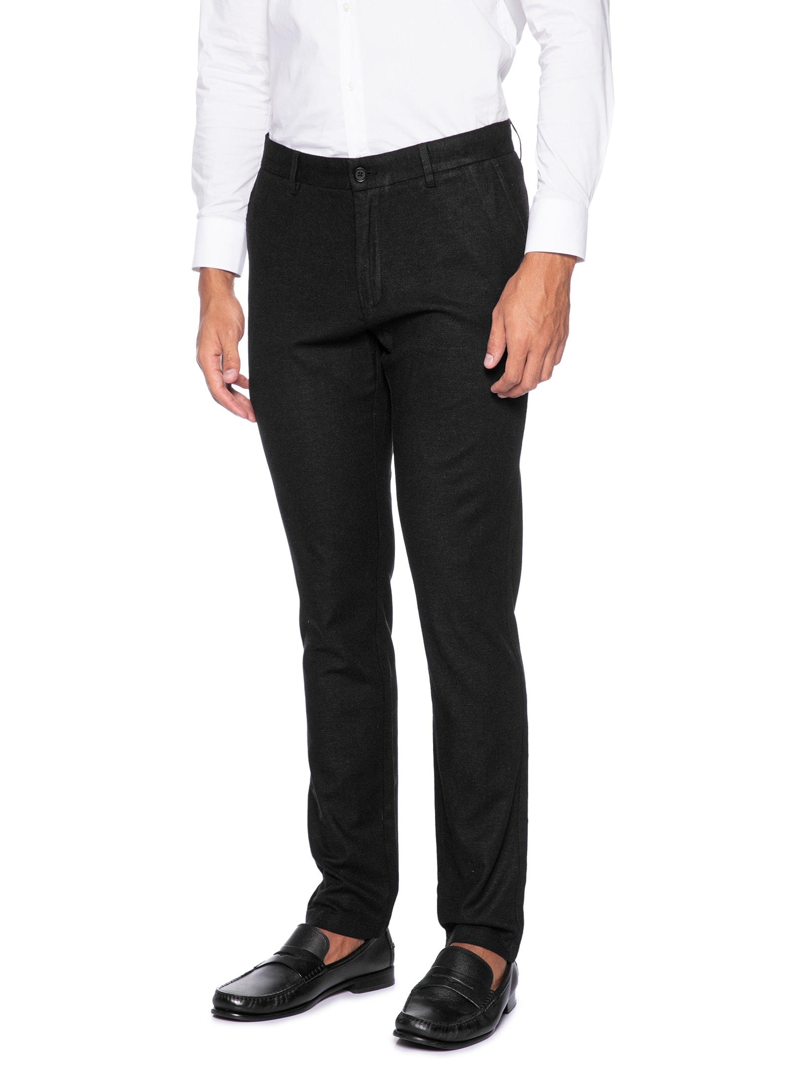 Calça Masculina Blend Linho Casual Reta Preto 2 Essential '2 Essential