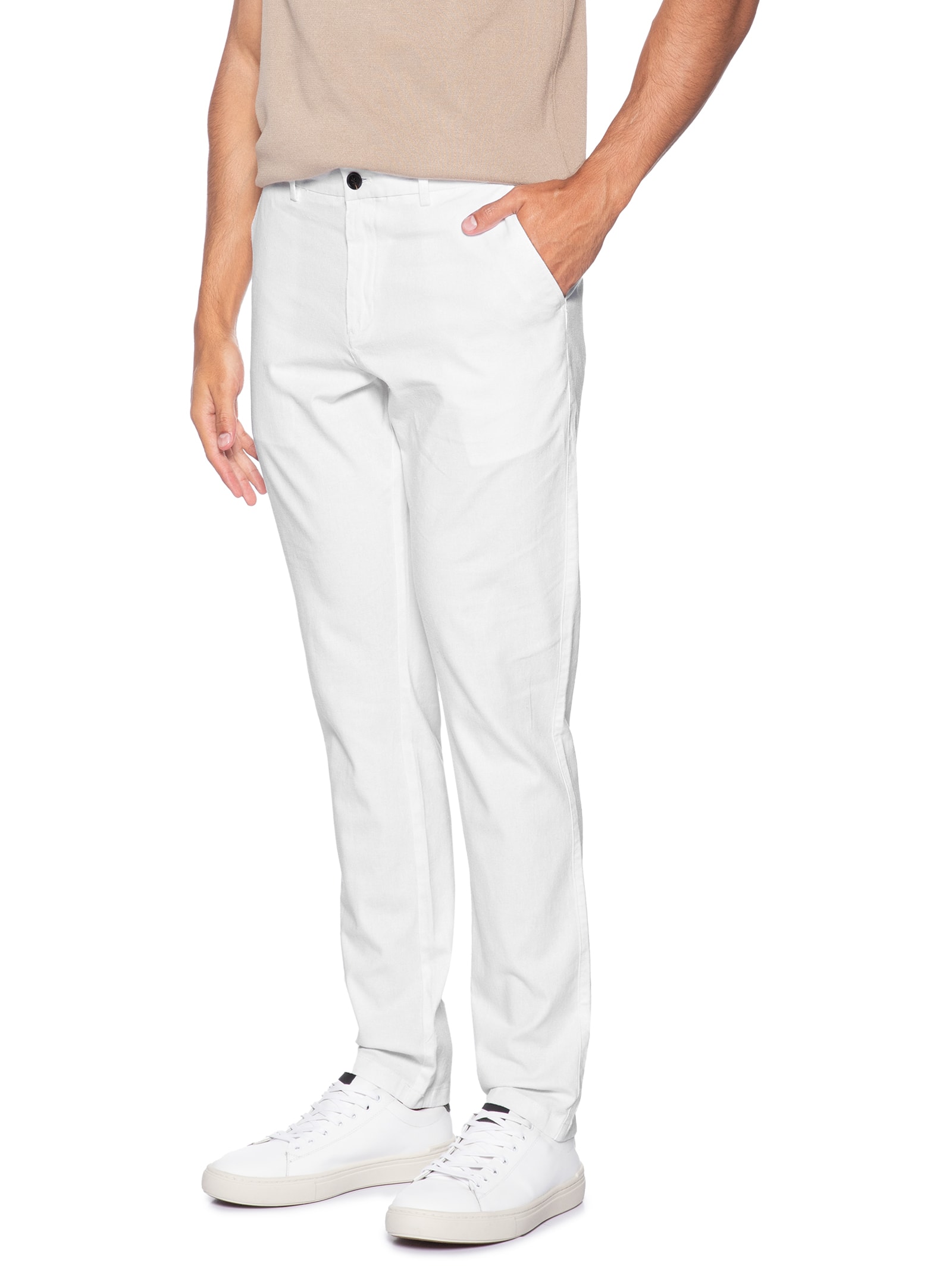 Calça Masculina Blend Linho Casual Reta – Branco '2 Essential
