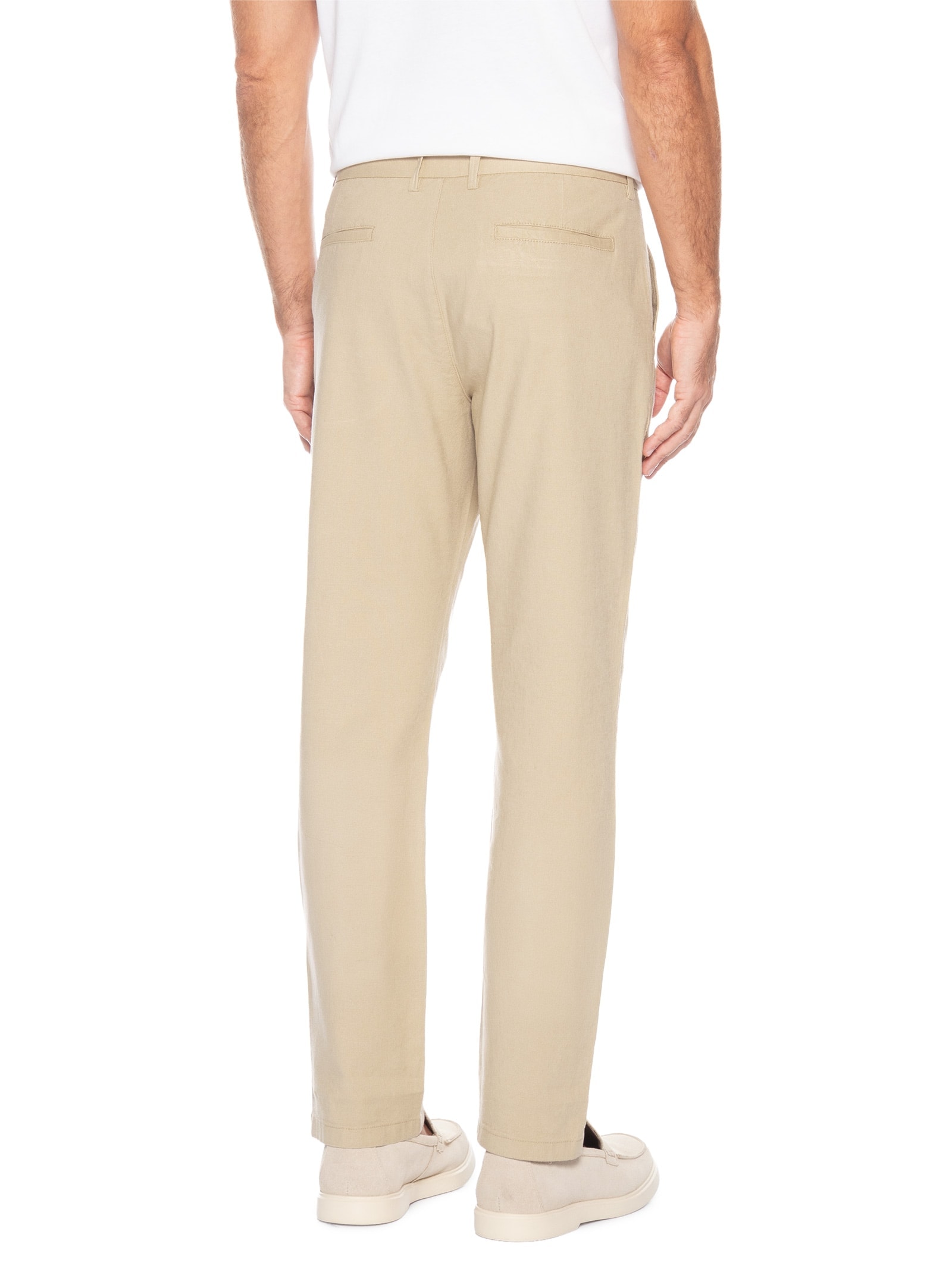 Calça Masculina Blend Linho Reta Bege '2 Essential