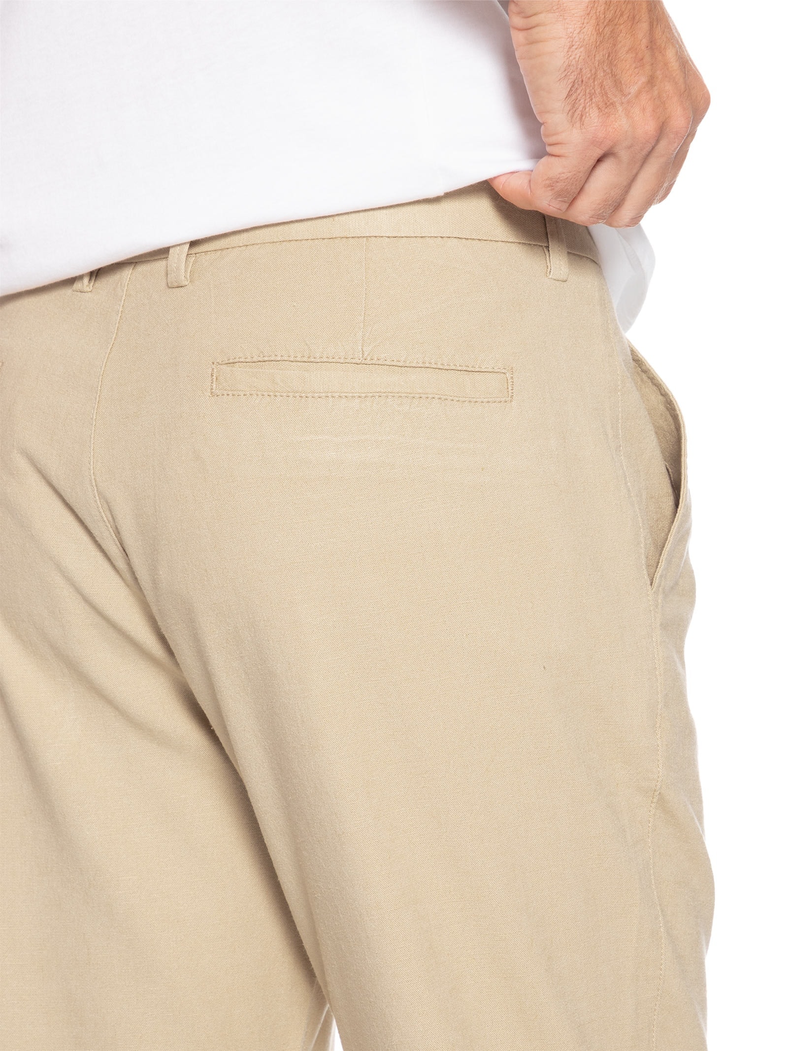 Calça Masculina Blend Linho Reta Bege '2 Essential