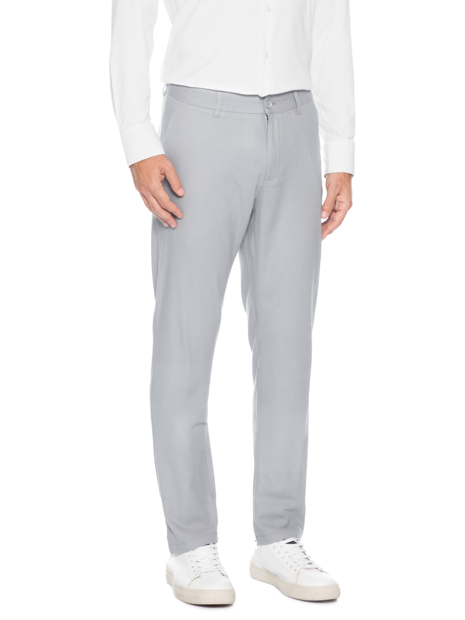 Calça Masculina Blend Linho Reta Cinza '2 Essential