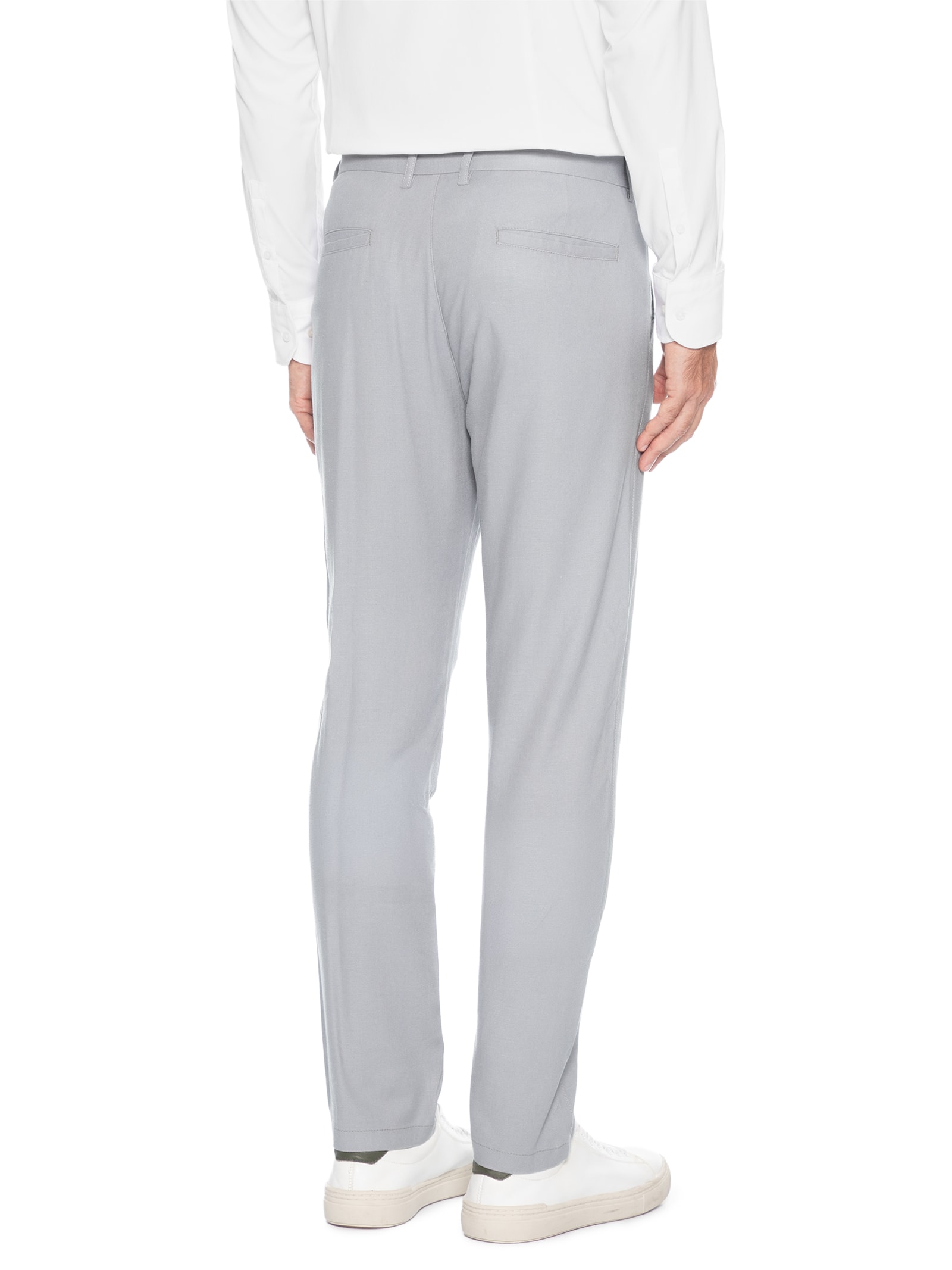 Calça Masculina Blend Linho Reta Cinza '2 Essential