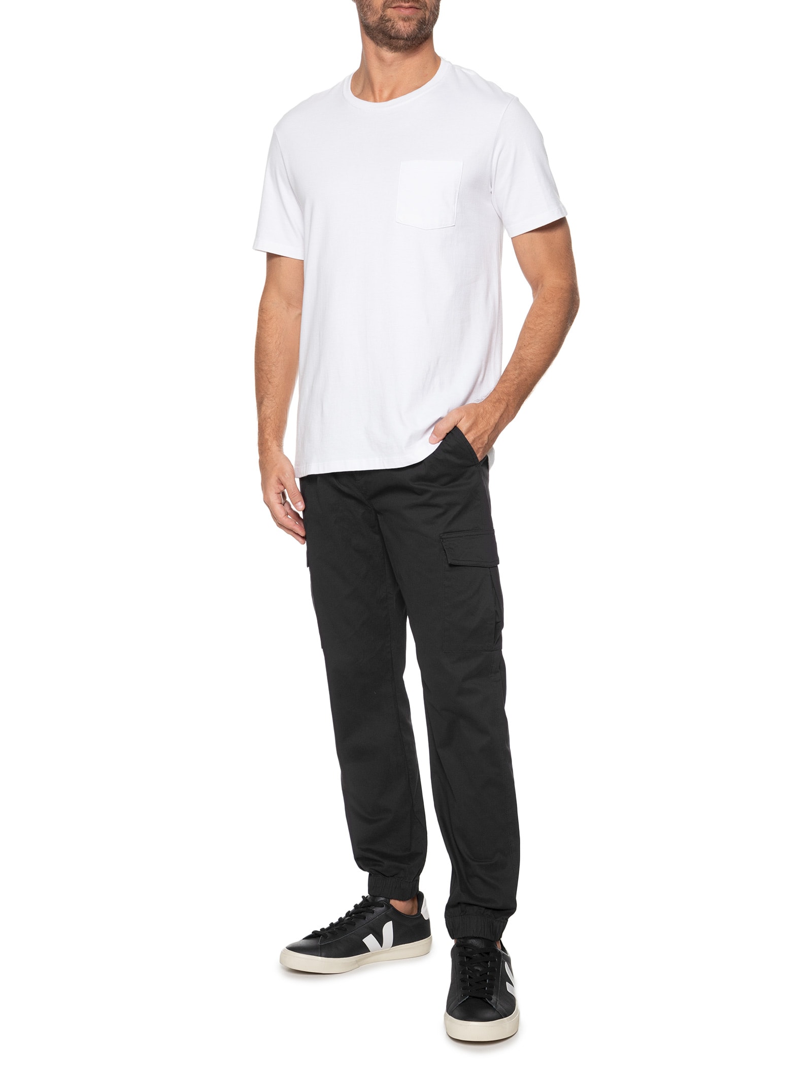 Calça Masculina Bolso Cargo Bege  Basiq Men