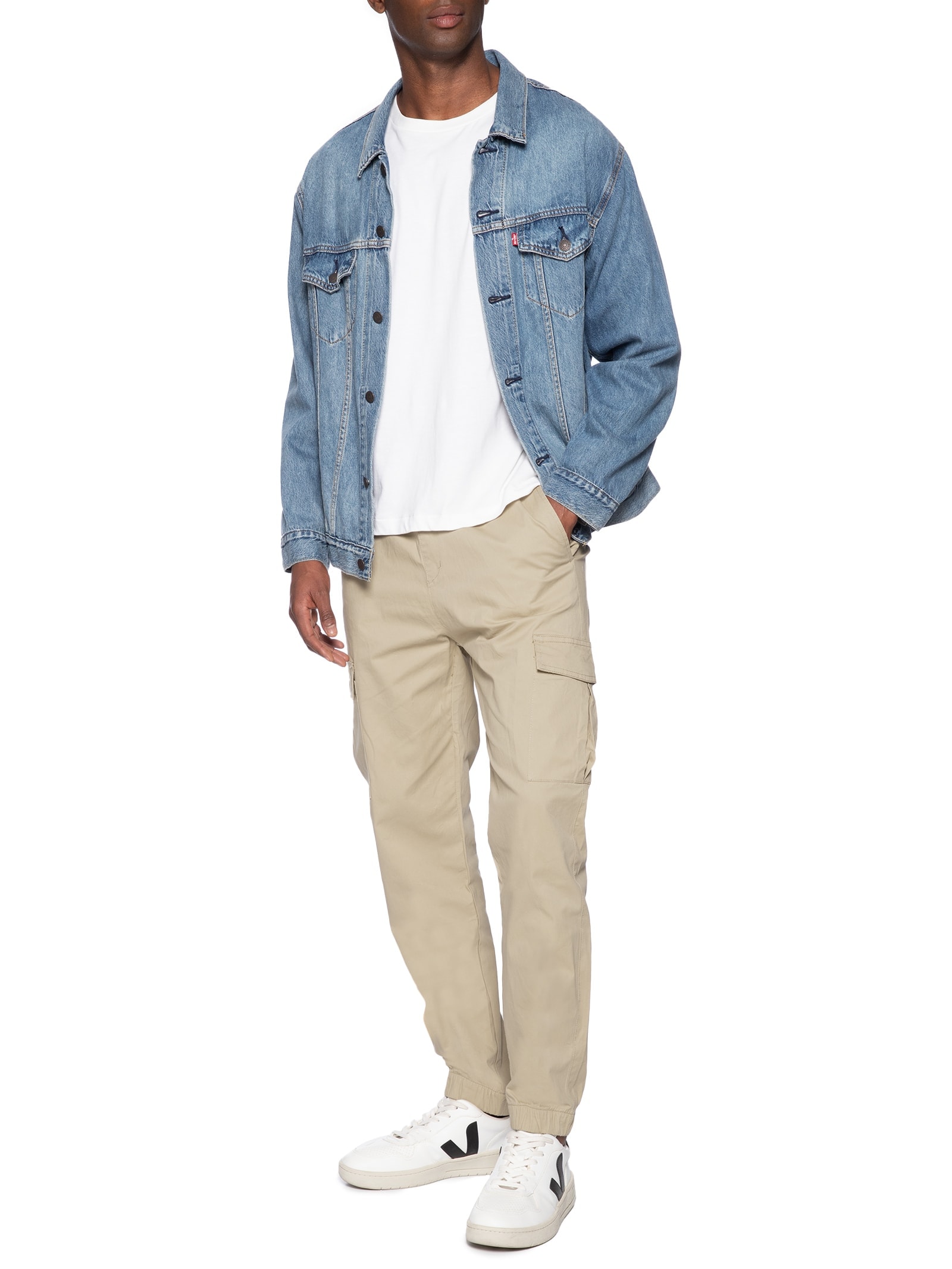 Calça Masculina Bolso Cargo Bege  Basiq Men