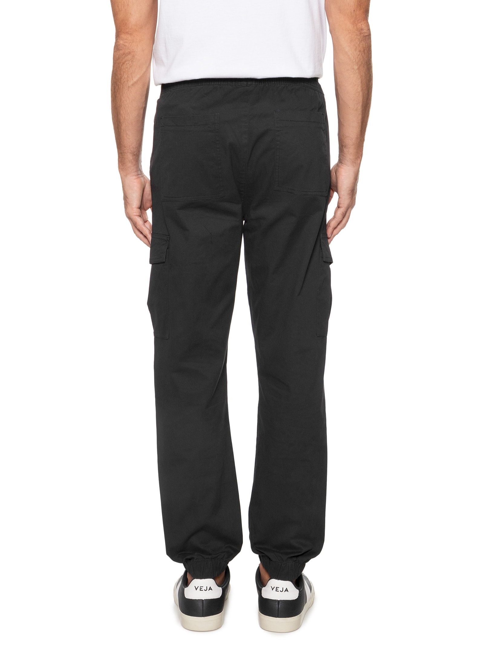 Calça Masculina Cargo Cós Elástico Em Sarja Verde Basiq Men