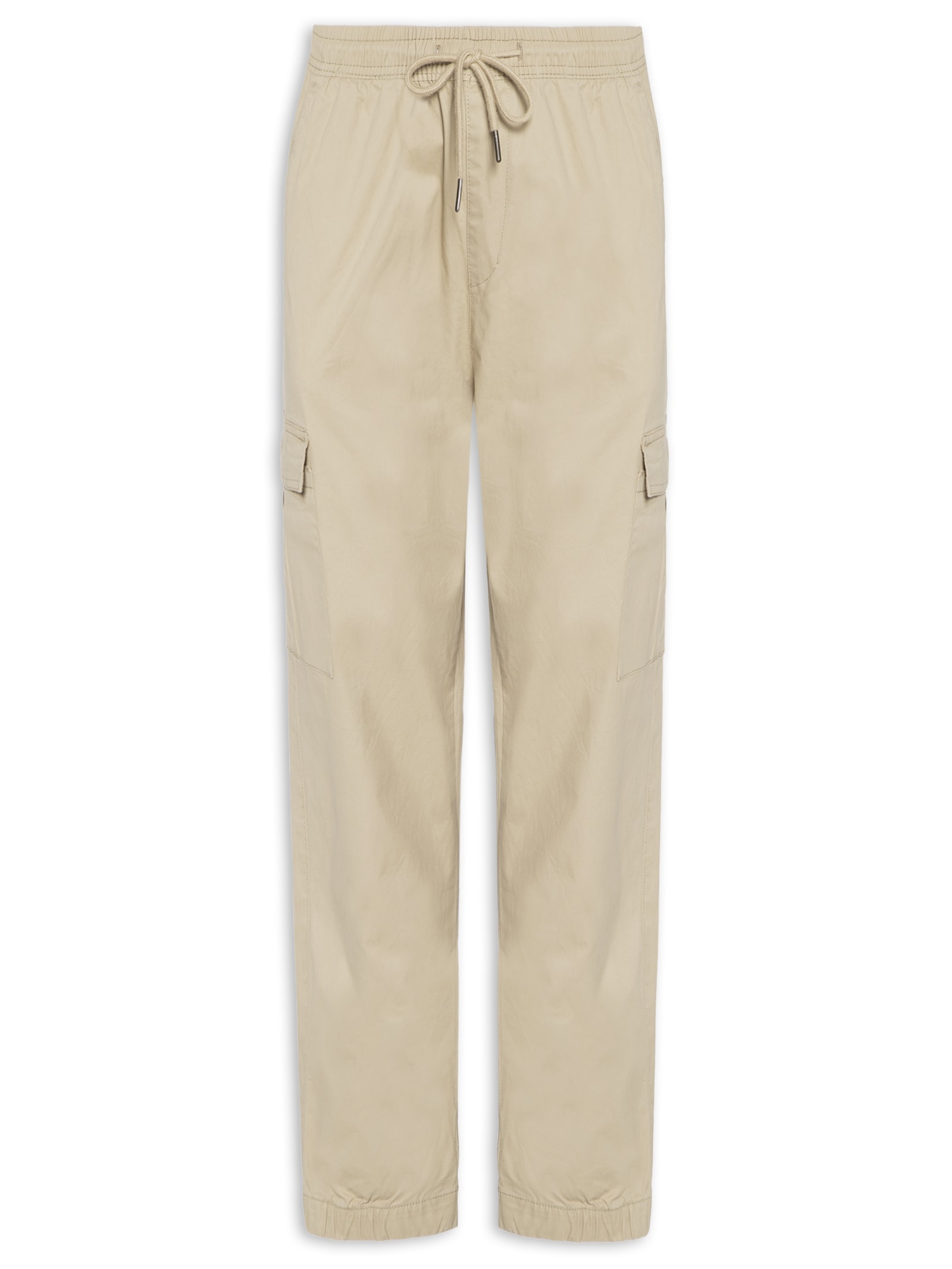 Calça Masculina Cargo Cós Elástico Em Sarja Verde Basiq Men