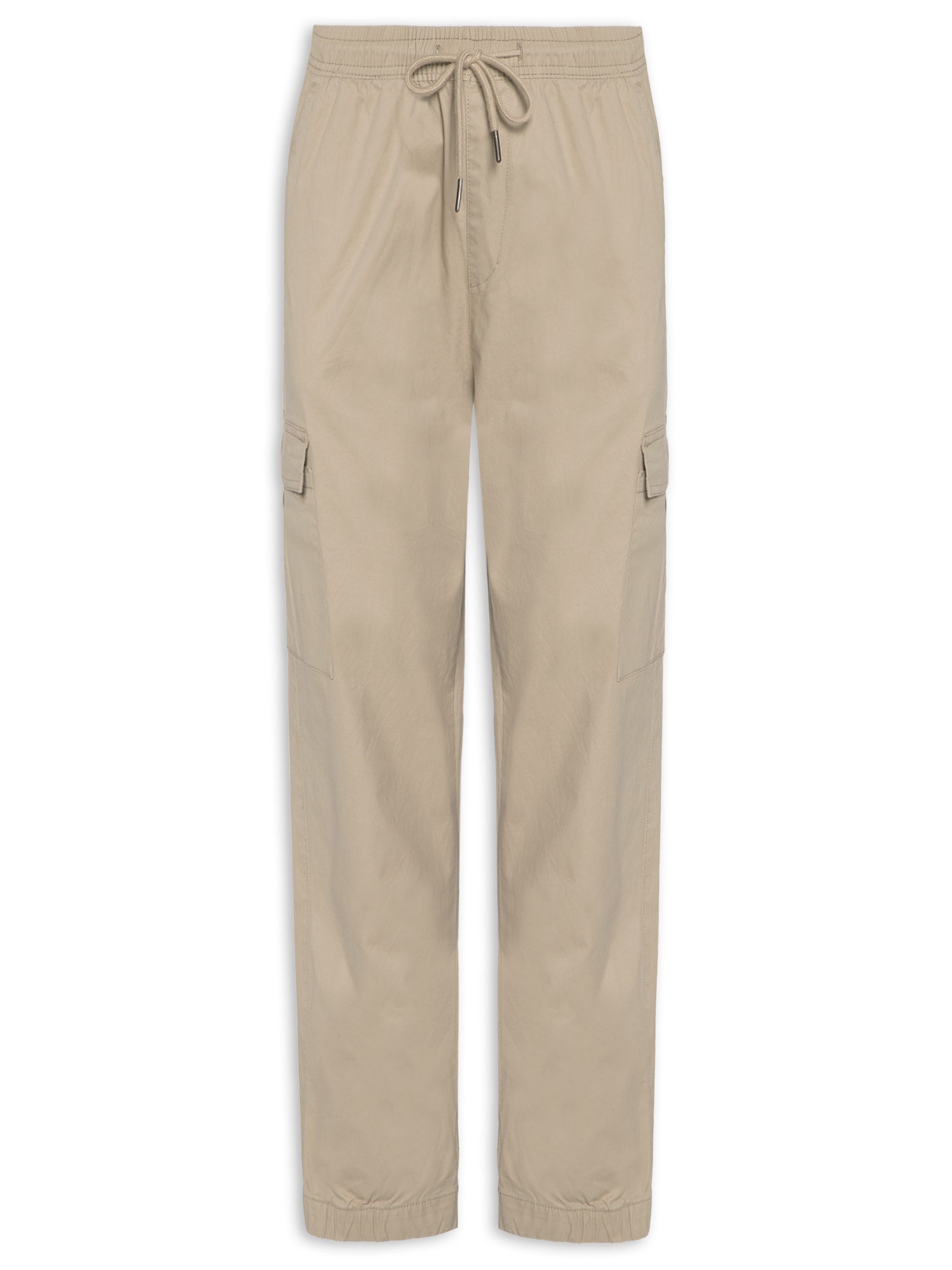 Calça Masculina Cargo Cós Elástico Em Sarja Verde Basiq Men