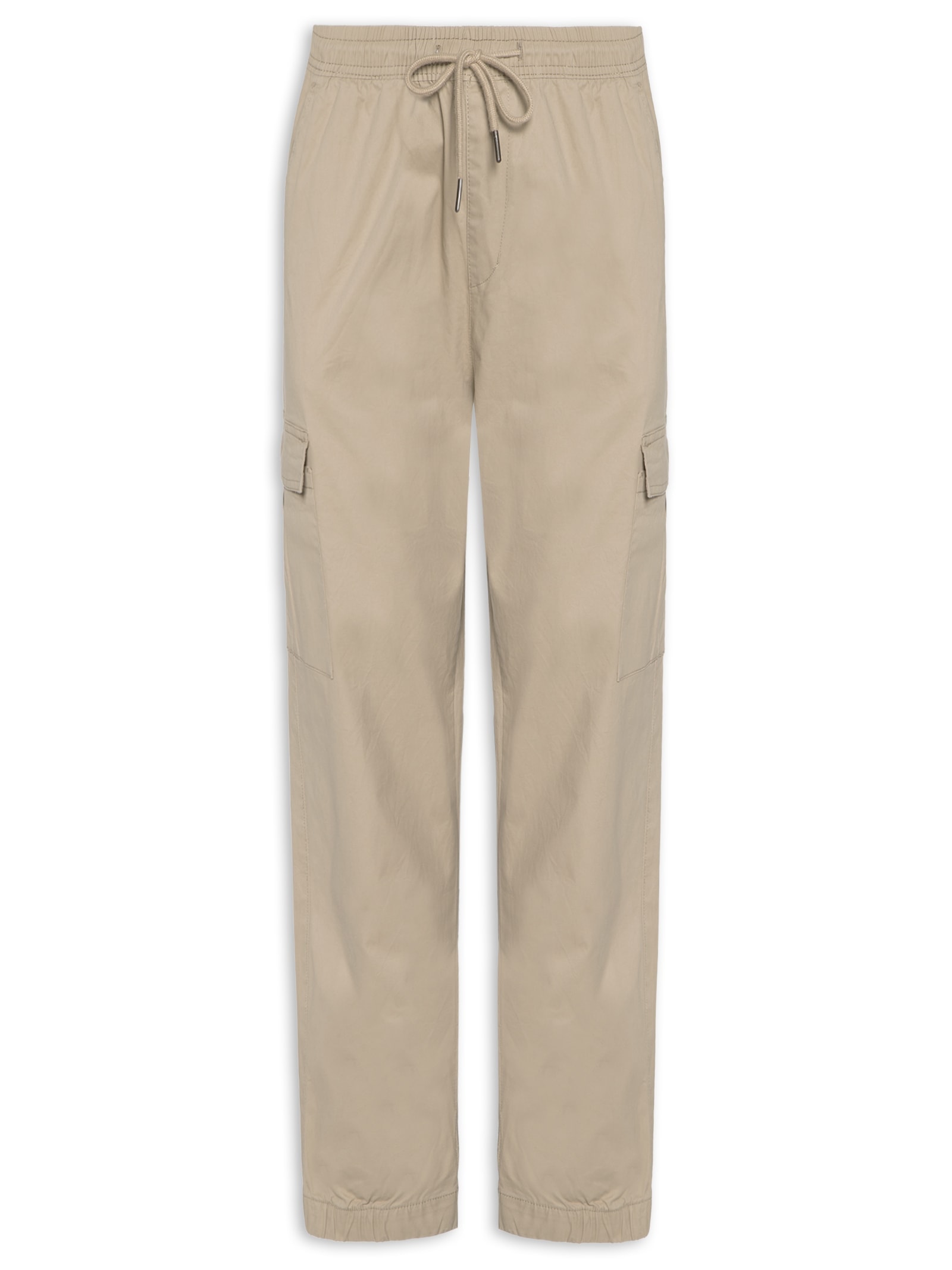 Calça Masculina Cargo Cós Elástico Em Sarja Verde Basiq Men