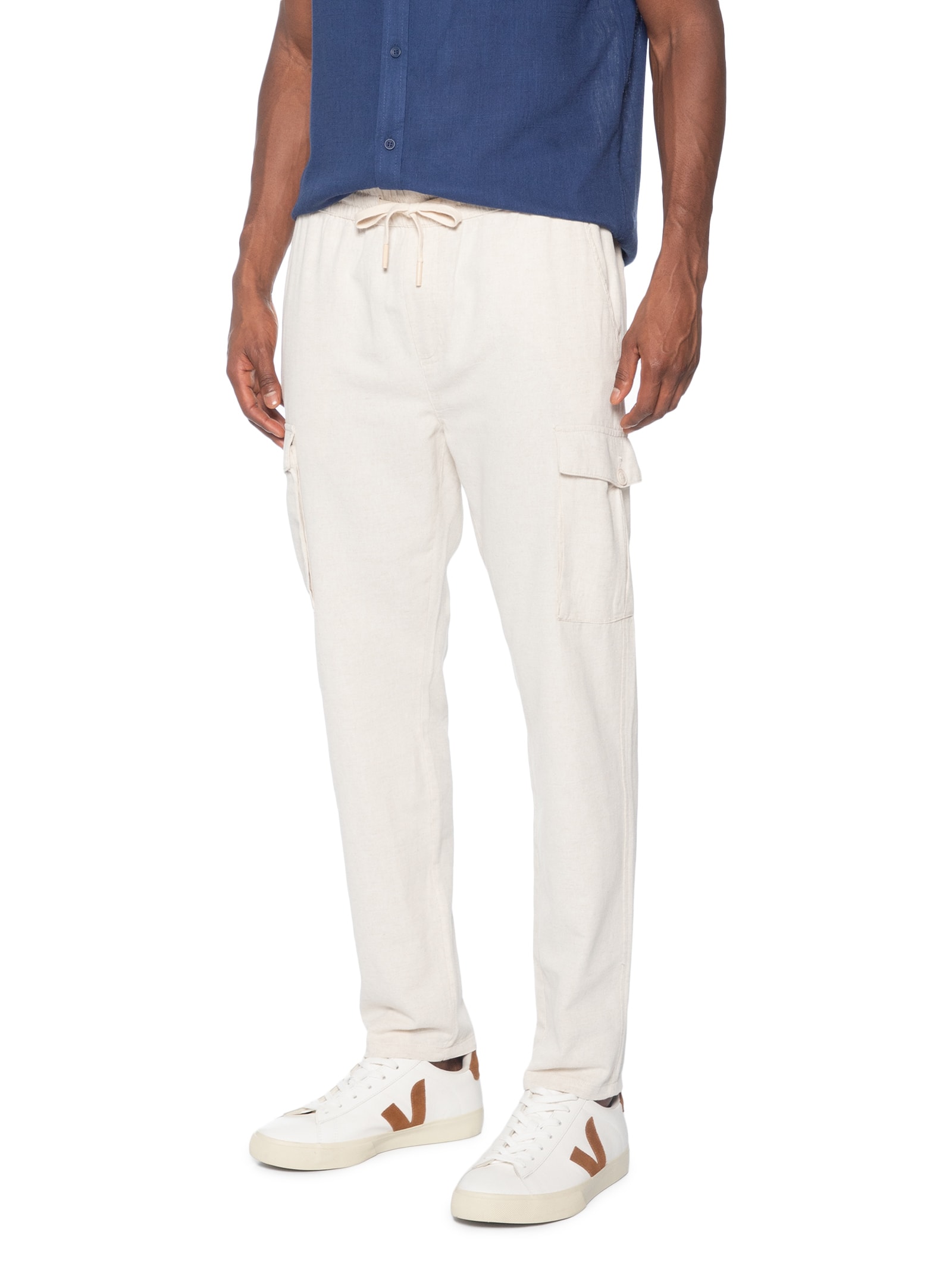 Calça Masculina Cargo Reta Off White Basiq Men