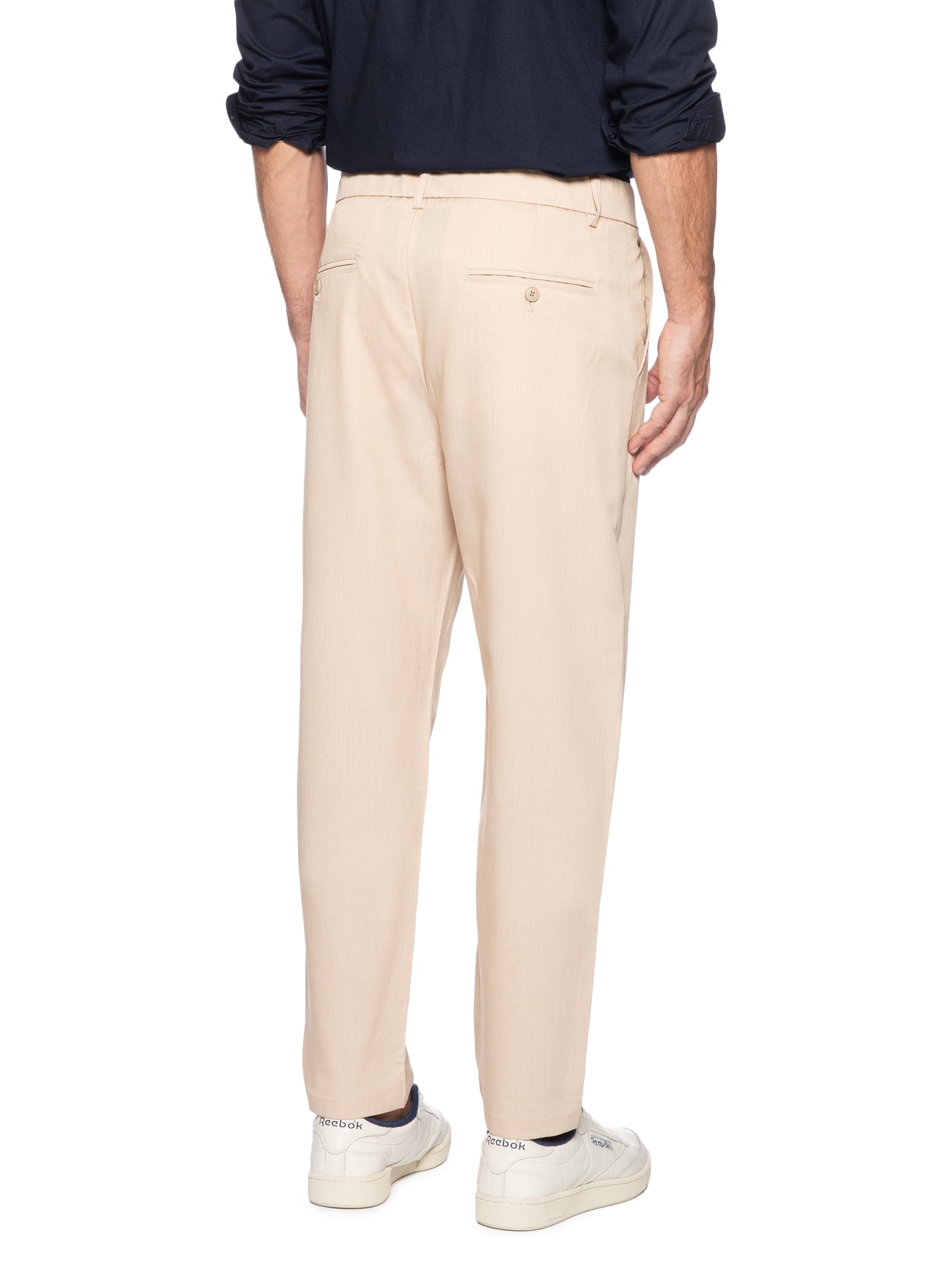 Calça Masculina Casual Cós Elástico Reta Bege '2 Essential