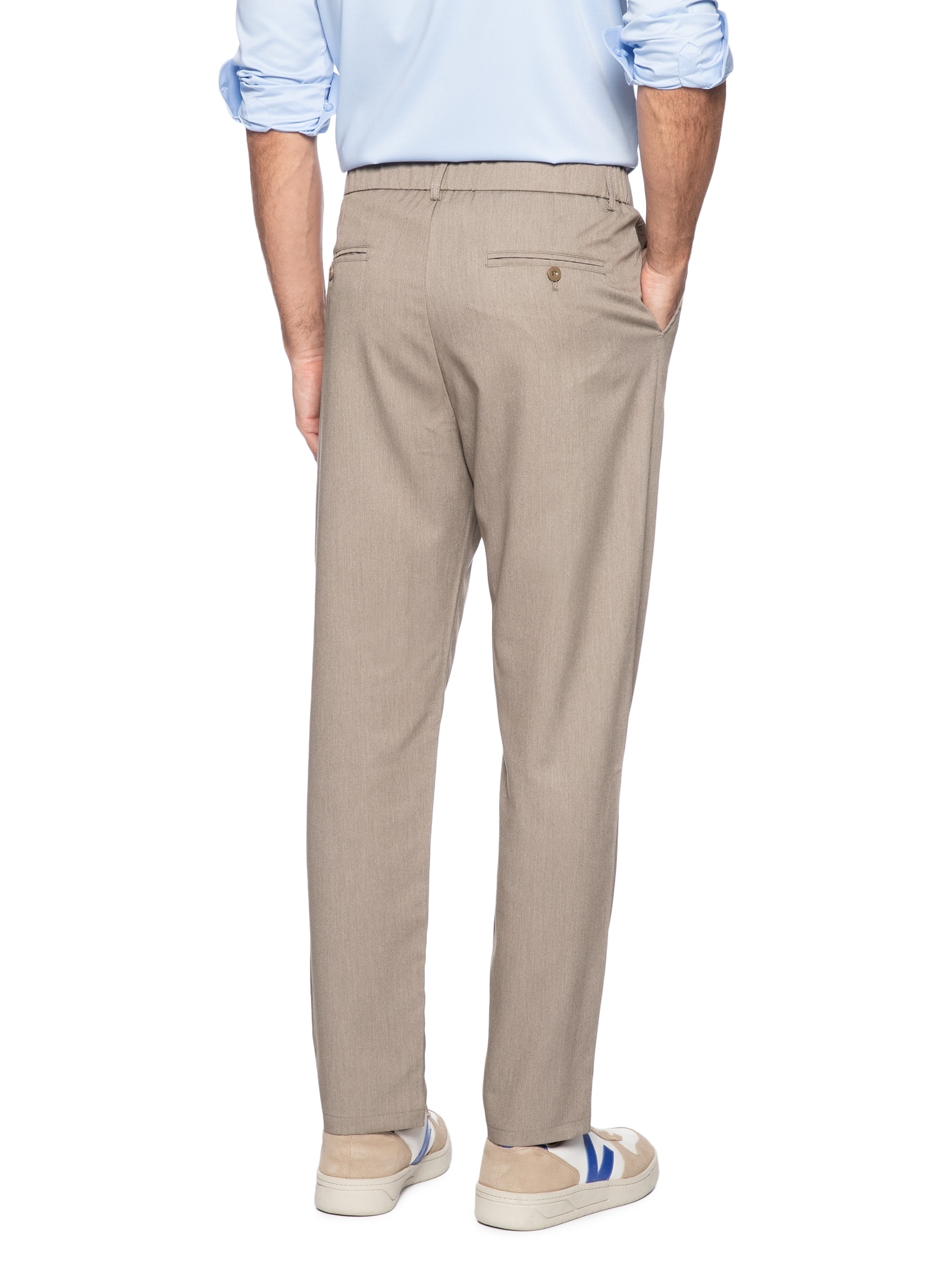 Calça Masculina Casual Cós Elástico Reta Bege '2 Essential