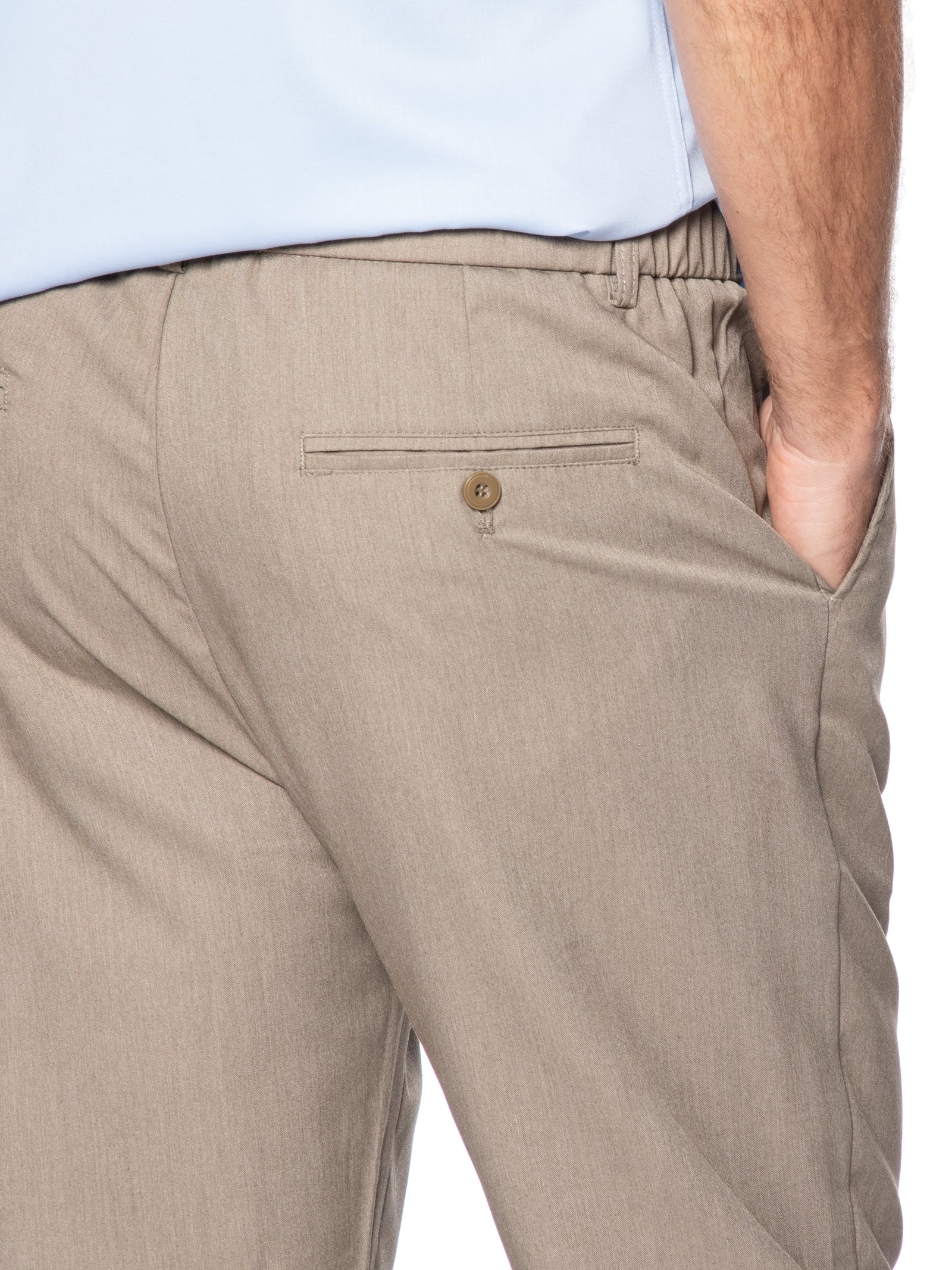 Calça Masculina Casual Cós Elástico Reta Bege '2 Essential