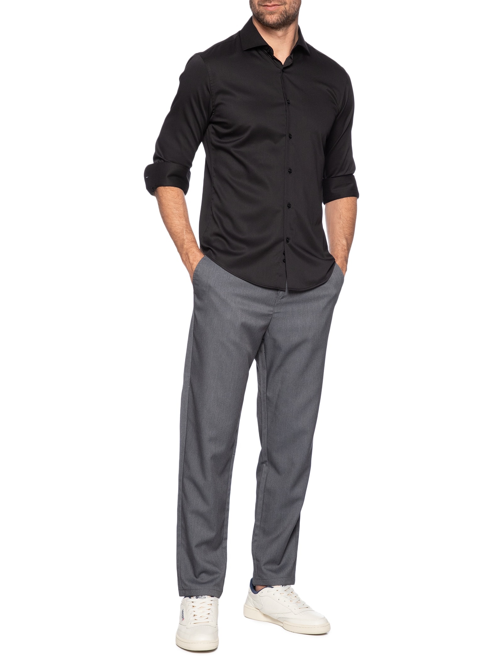 Calça Masculina Casual Cós Elástico Reta Bege '2 Essential