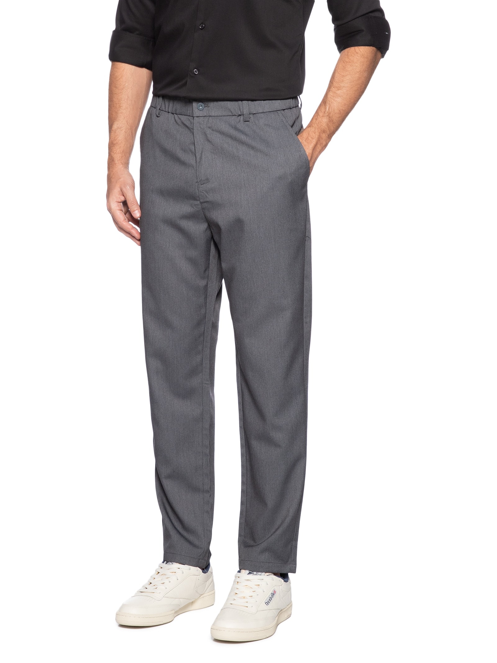 Calça Masculina Casual Cós Elástico Reta Bege '2 Essential