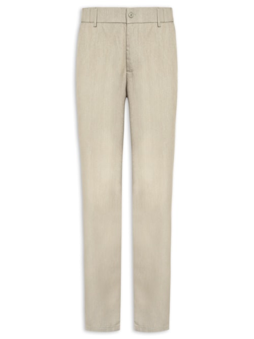 Calça Masculina Casual Cós Elástico Reta – Bege