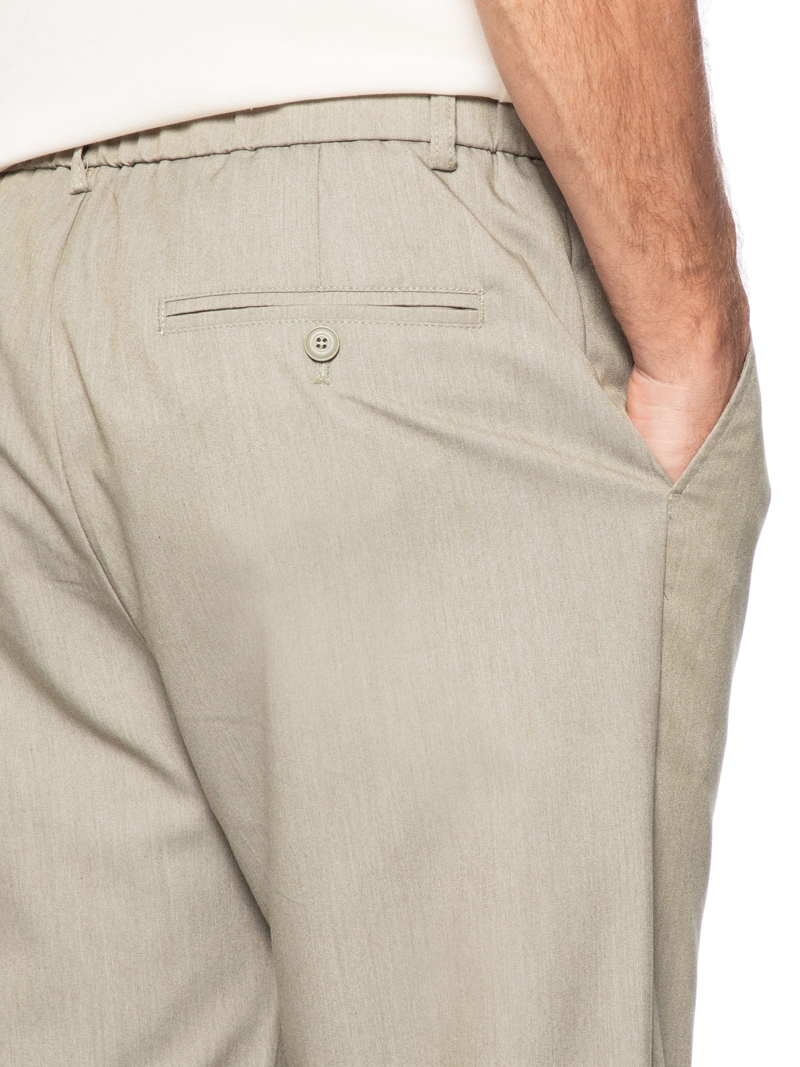 Calça Masculina Casual Cós Elástico Reta Bege '2 Essential