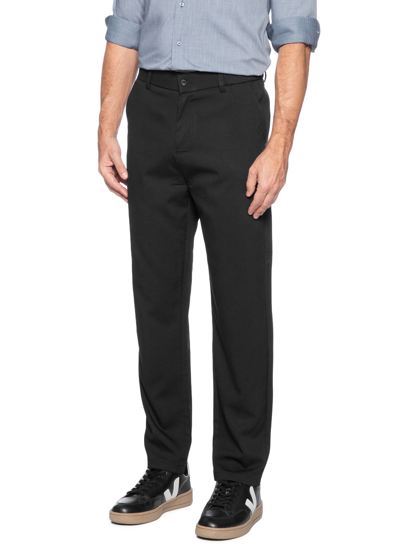 Calça Masculina Casual Cós Elástico Reta Preto '2 Essential