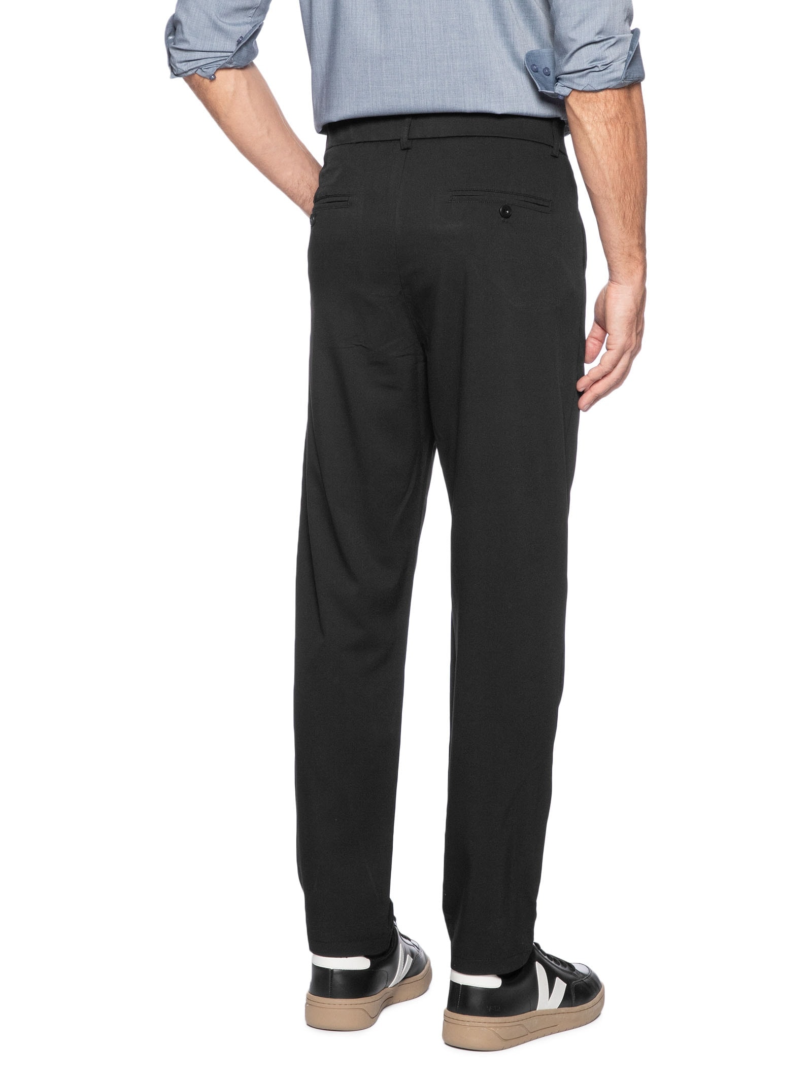 Calça Masculina Casual Cós Elástico Reta Preto '2 Essential