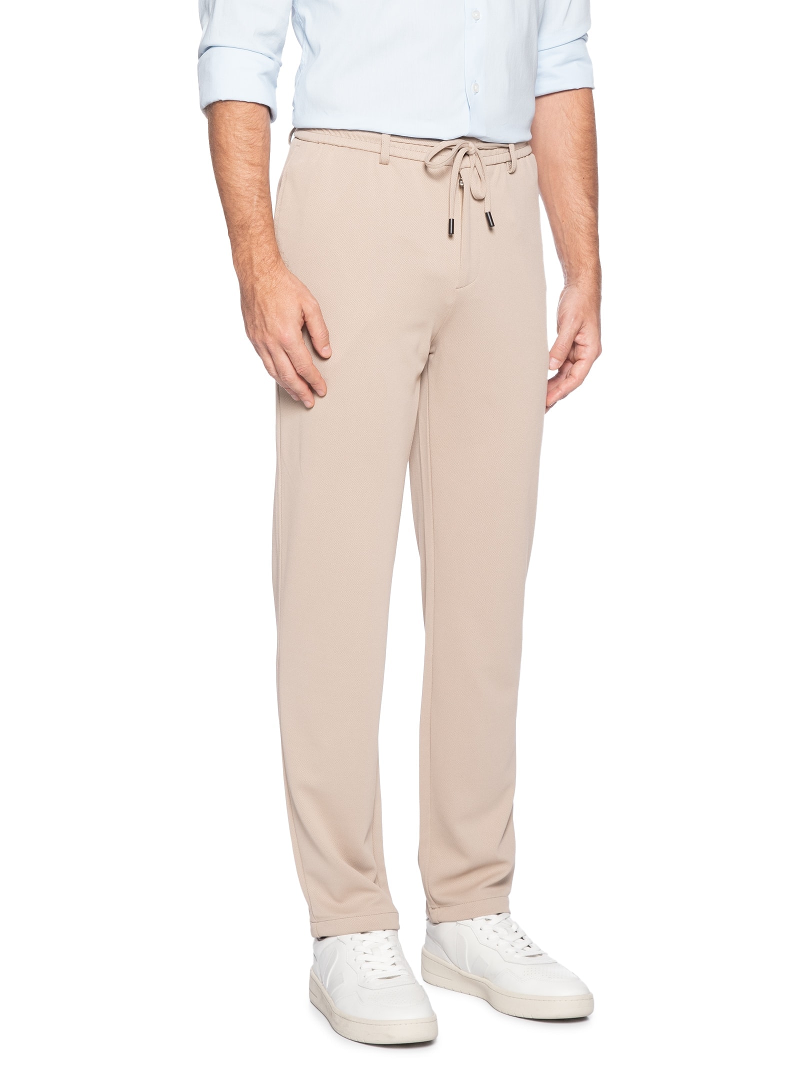 Calça Masculina Casual Cós Elástico Slim Bege '2 Essential