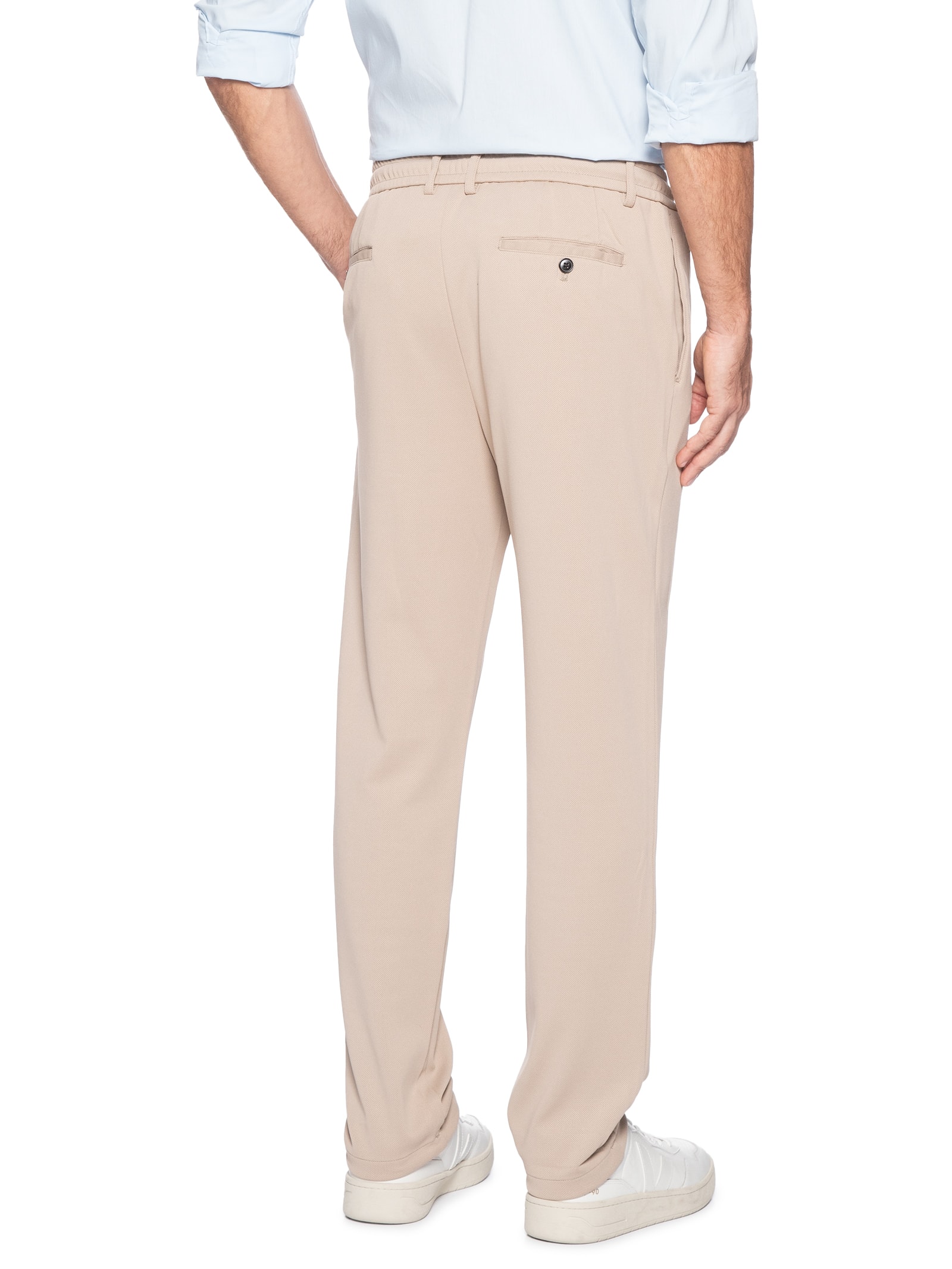 Calça Masculina Casual Cós Elástico Slim Bege '2 Essential