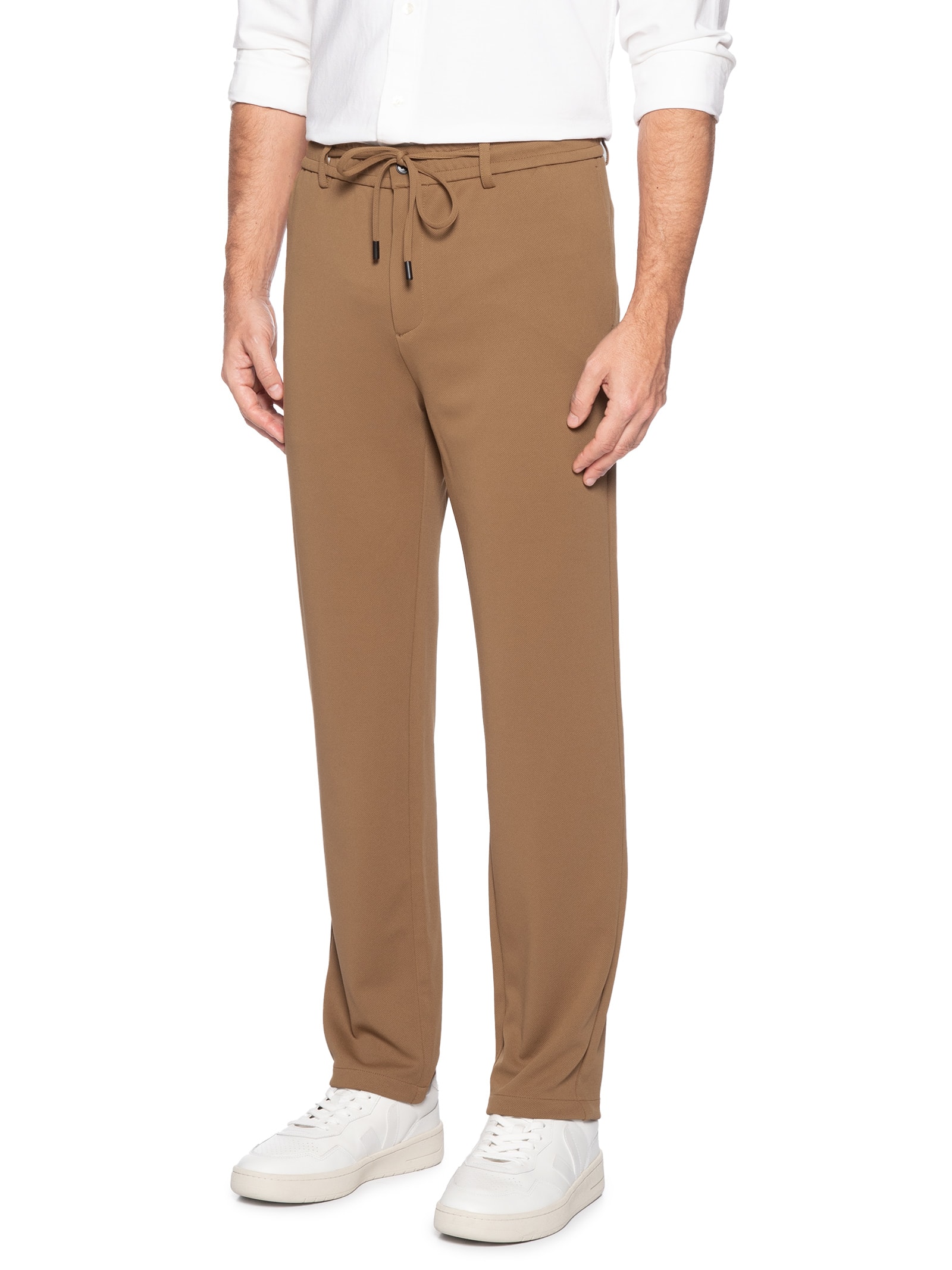 Calça Masculina Casual Cós Elástico Slim Bege '2 Essential