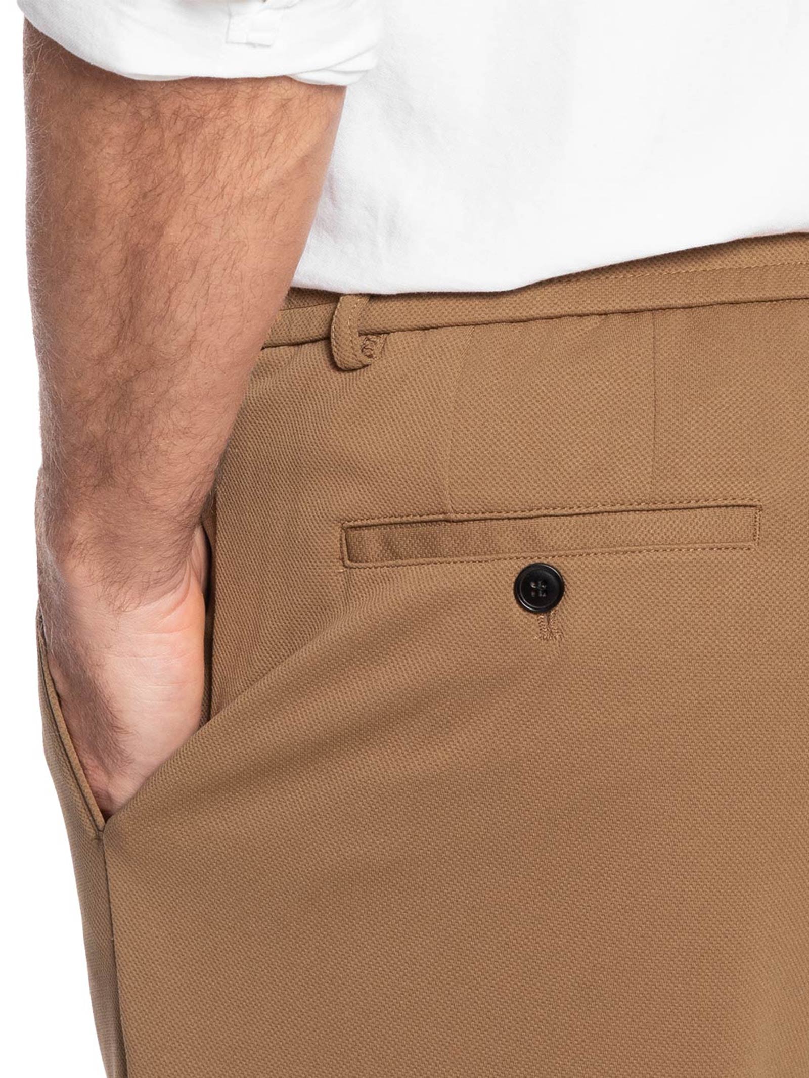 Calça Masculina Casual Cós Elástico Slim Bege '2 Essential