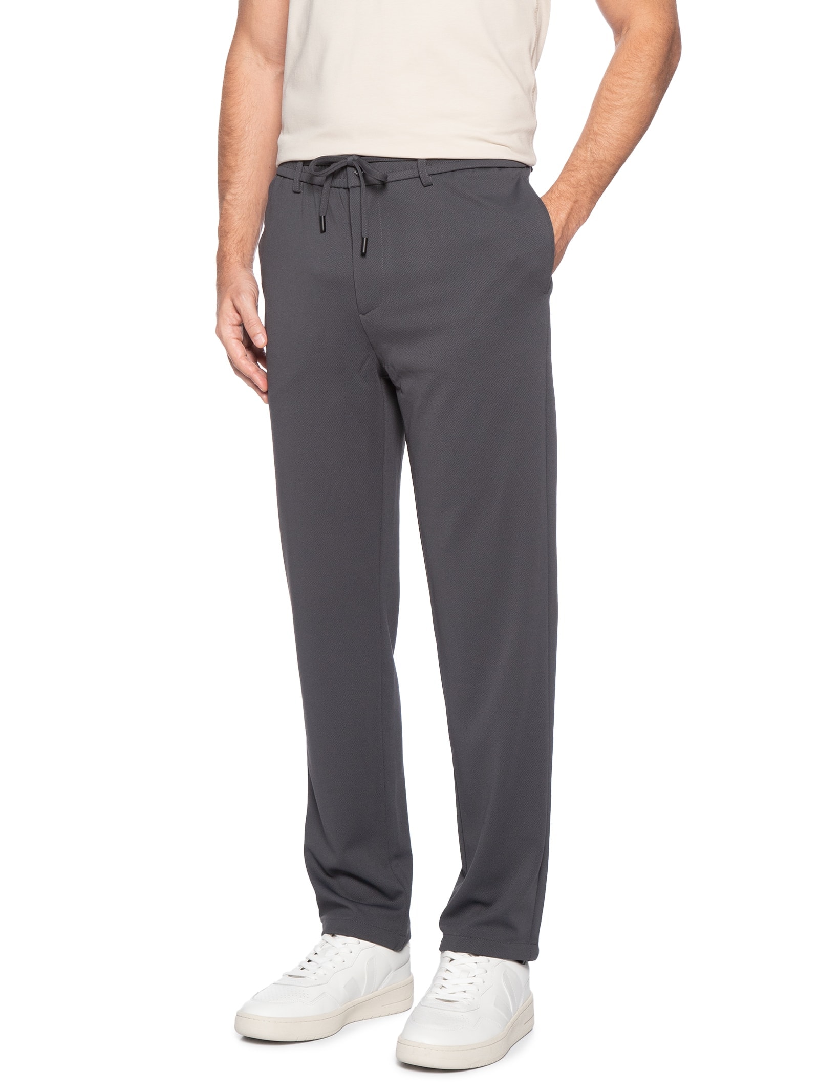 Calça Masculina Casual Cós Elástico Slim Cinza '2 Essential