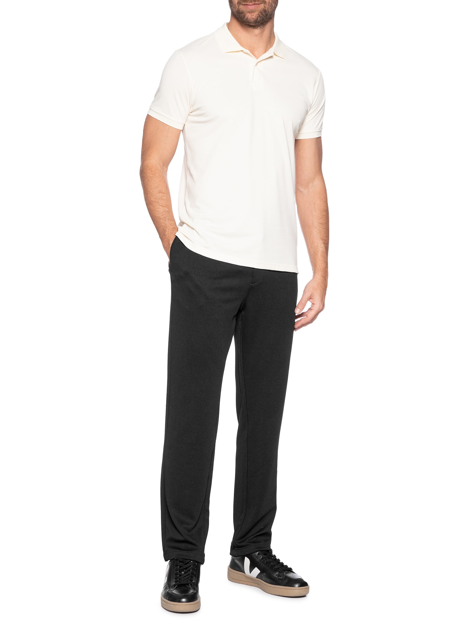 Calça Masculina Casual Cós Elástico Slim Preto '2 Essential