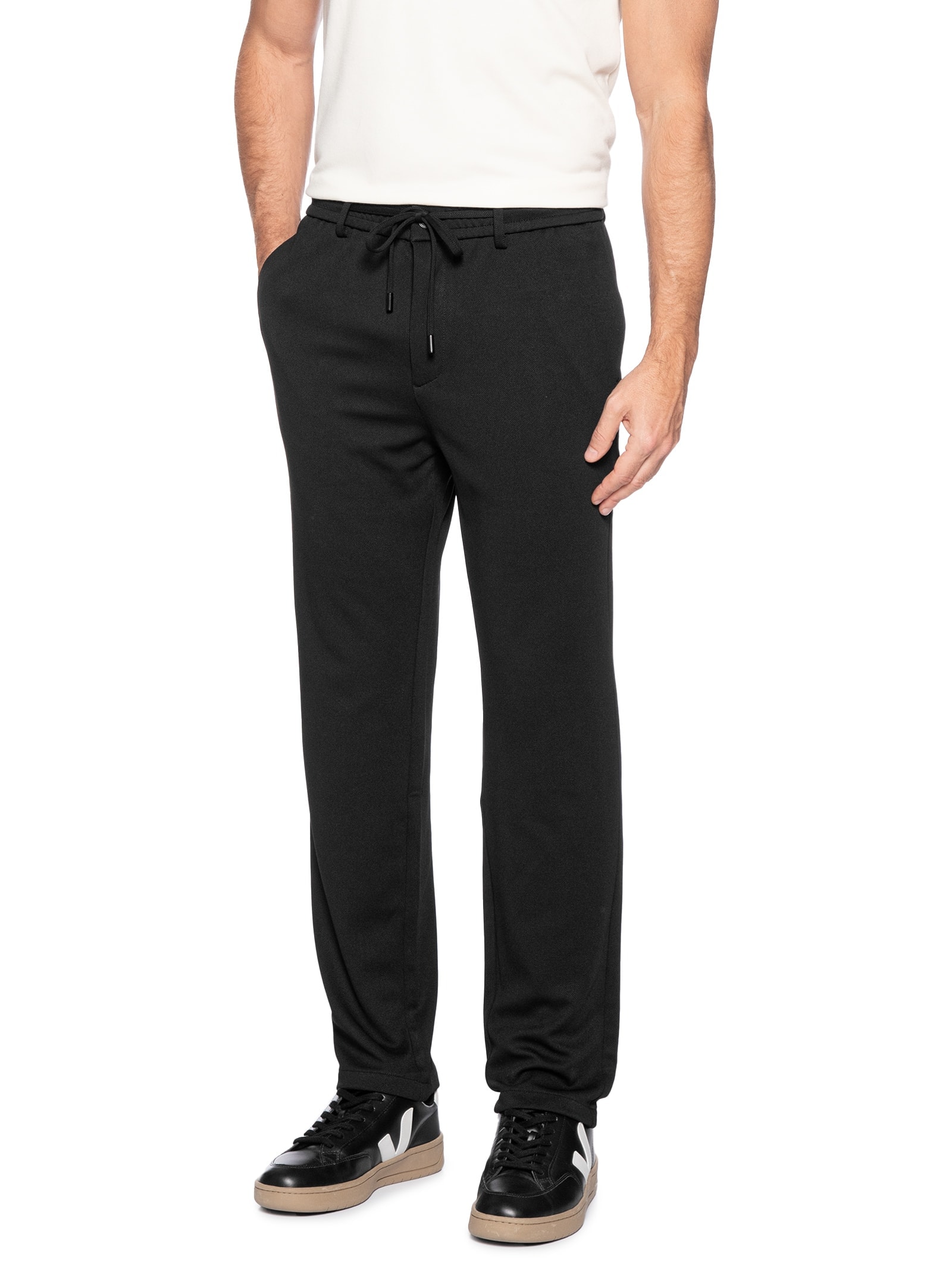 Calça Masculina Casual Cós Elástico Slim Preto '2 Essential