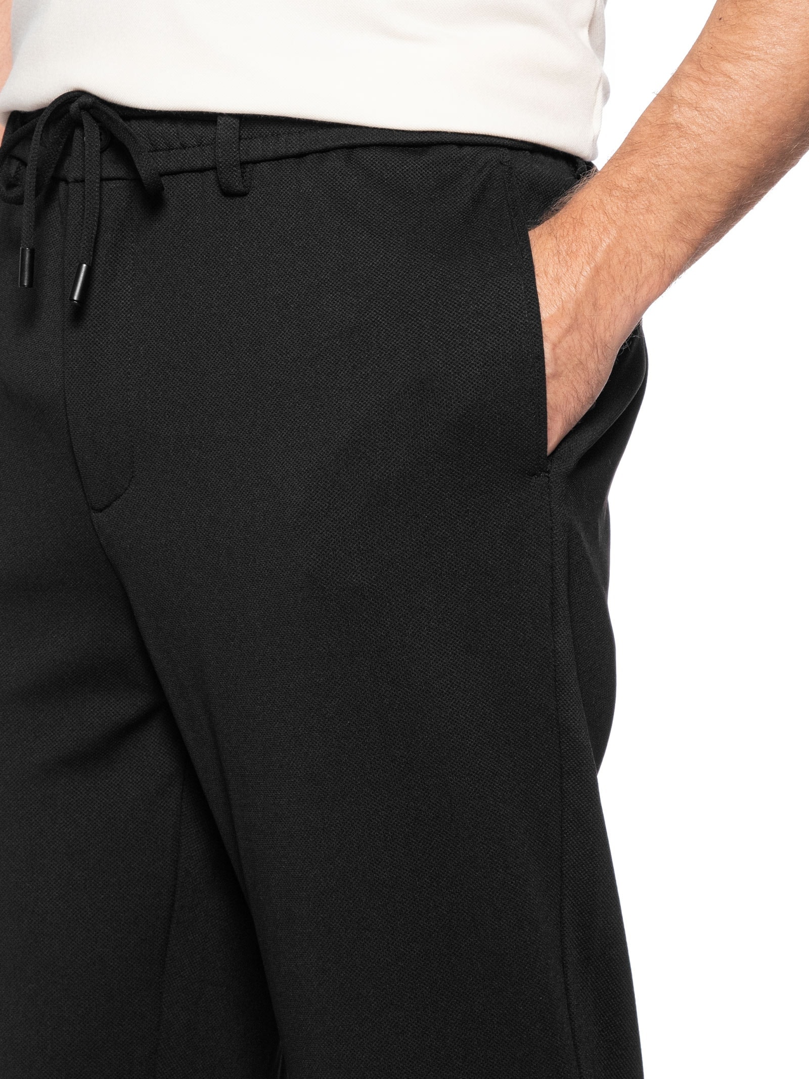Calça Masculina Casual Cós Elástico Slim Preto '2 Essential