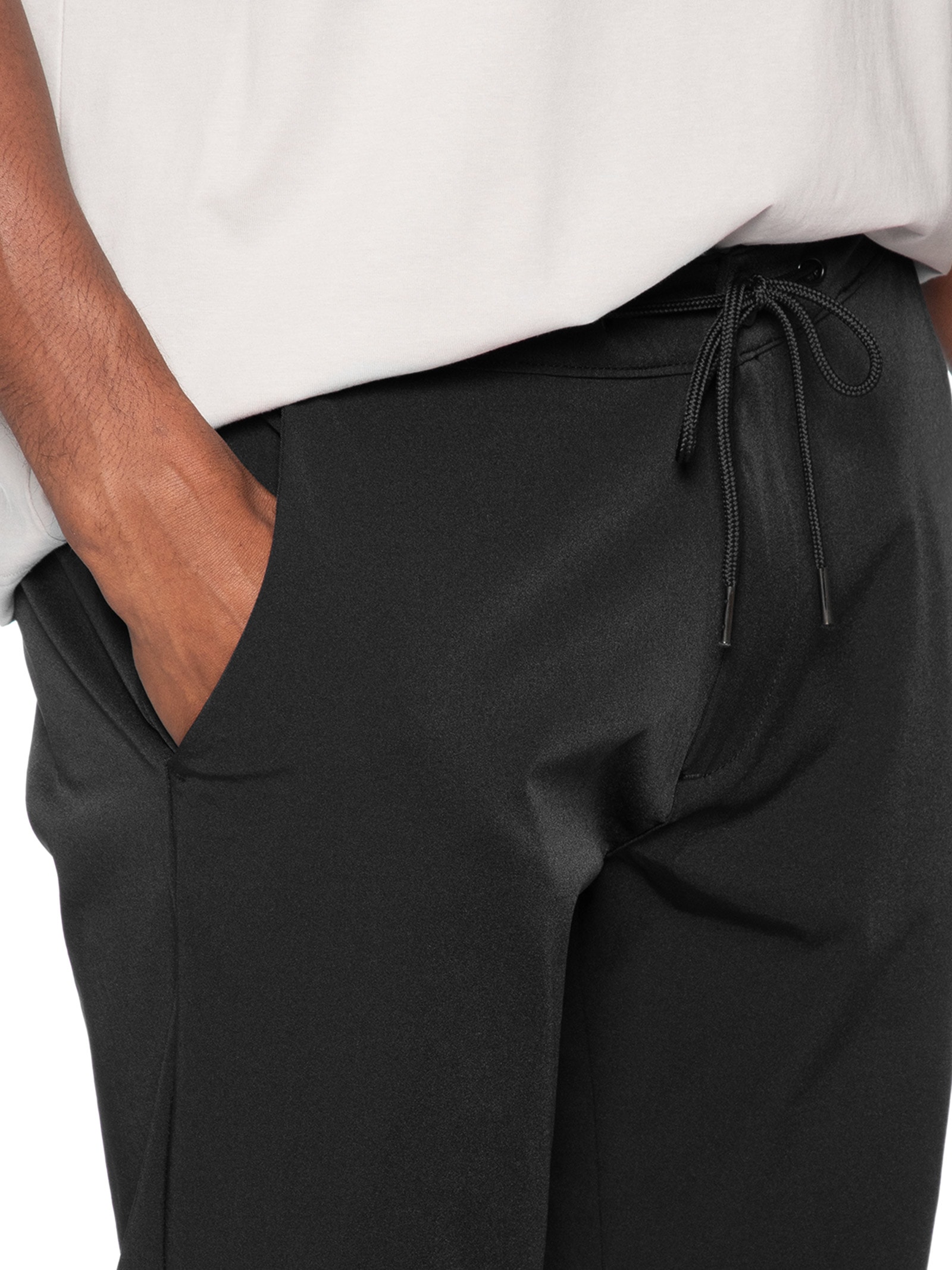 Calça Masculina Casual Elástico Slim Preto '2 Essential