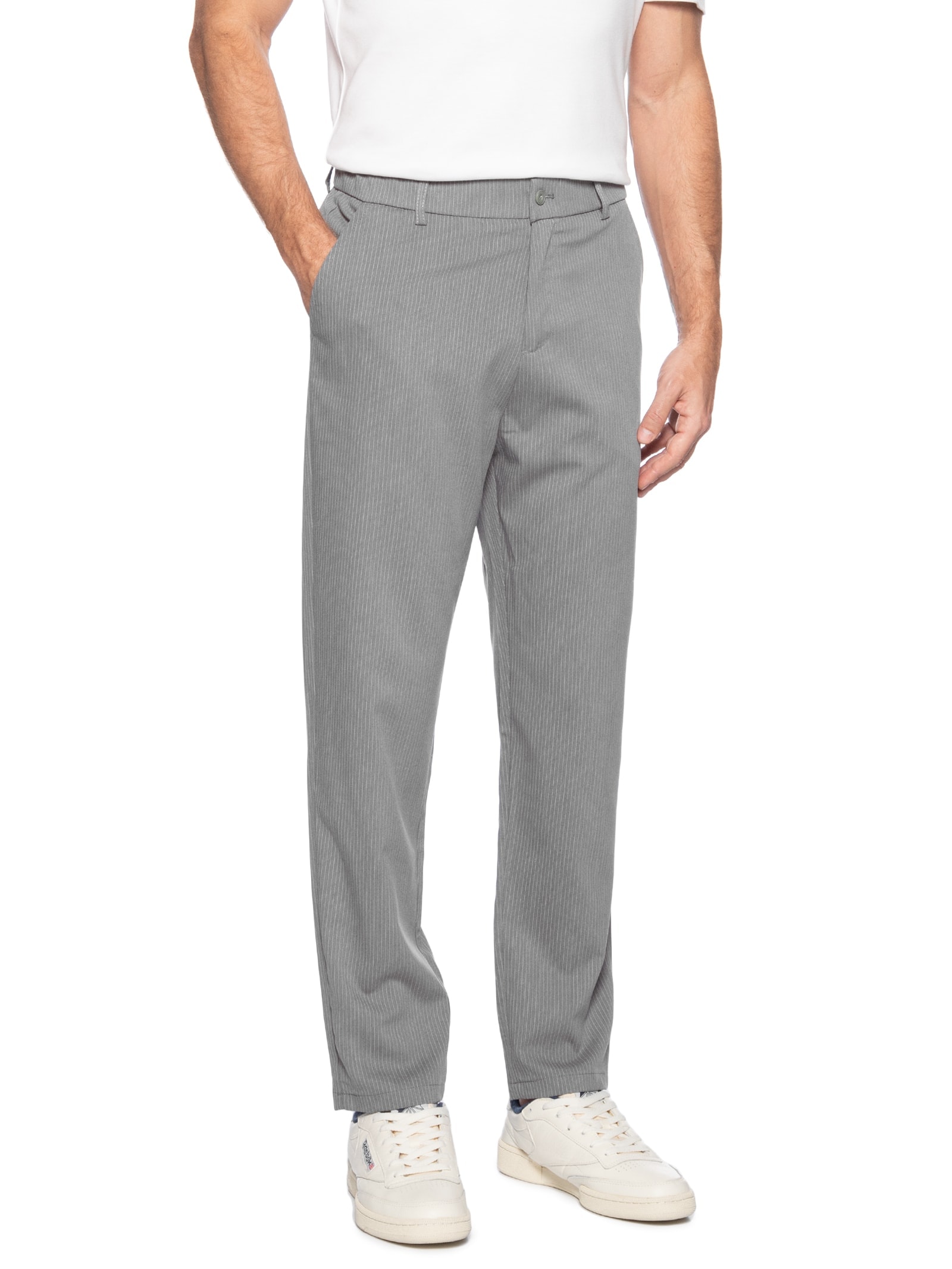 Calça Masculina Casual Work Reta Cinza '2 Essential