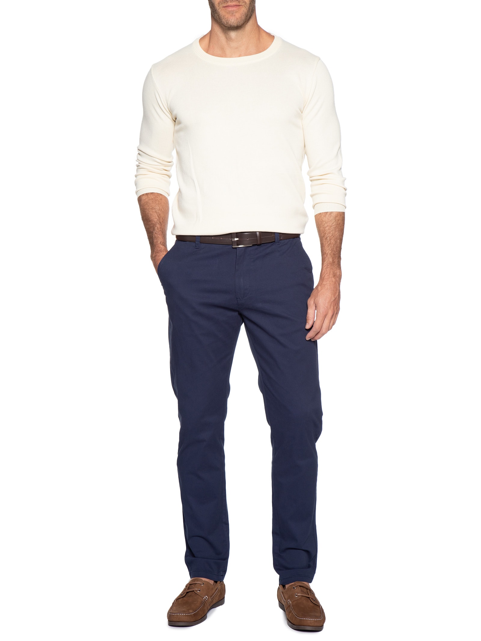Calça Masculina Chino Cintura Ajustável Azul '2 Essential