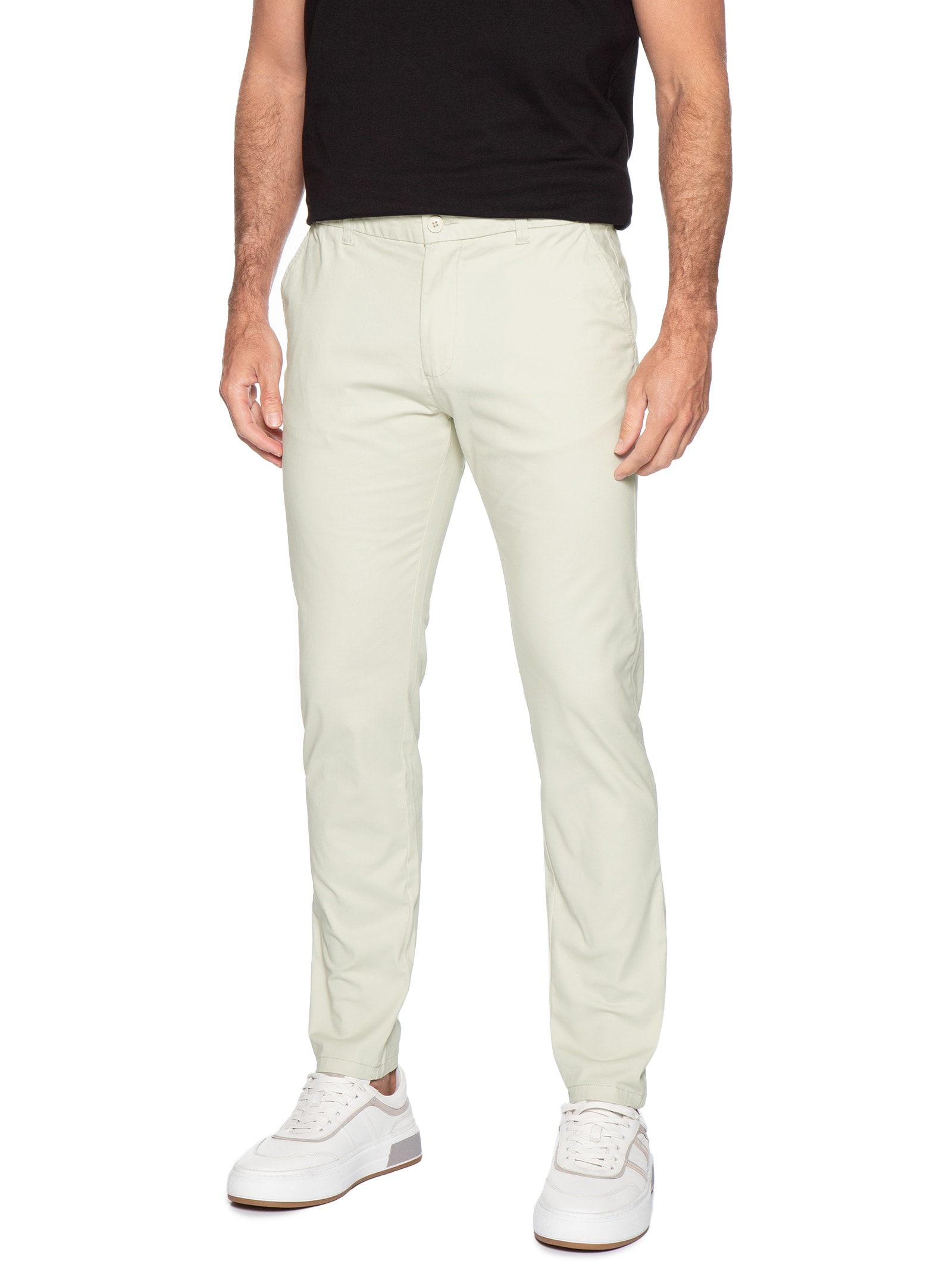 Calça Masculina Chino Cintura Ajustável Bege '2 Essential