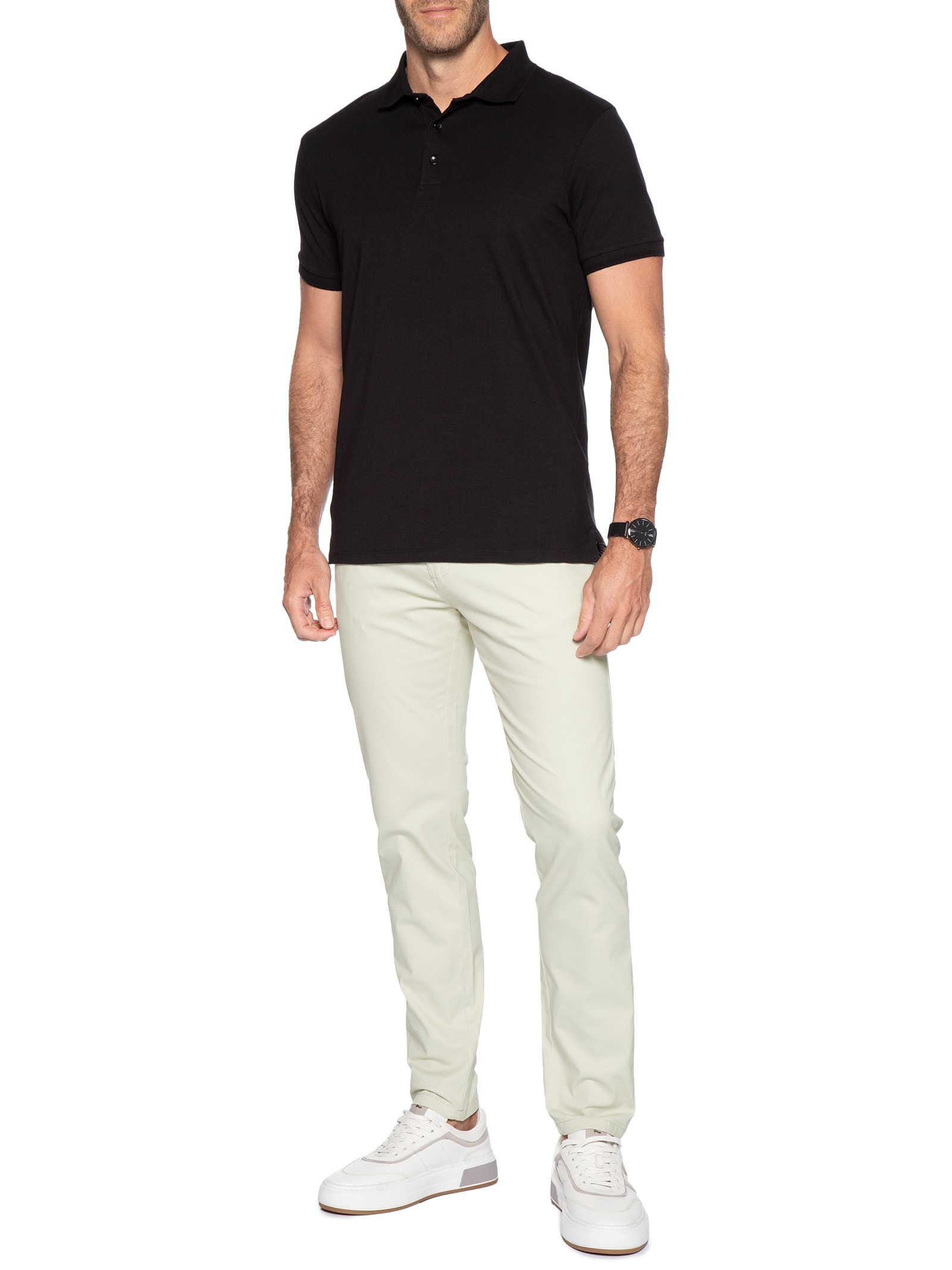 Calça Masculina Chino Cintura Ajustável Bege '2 Essential