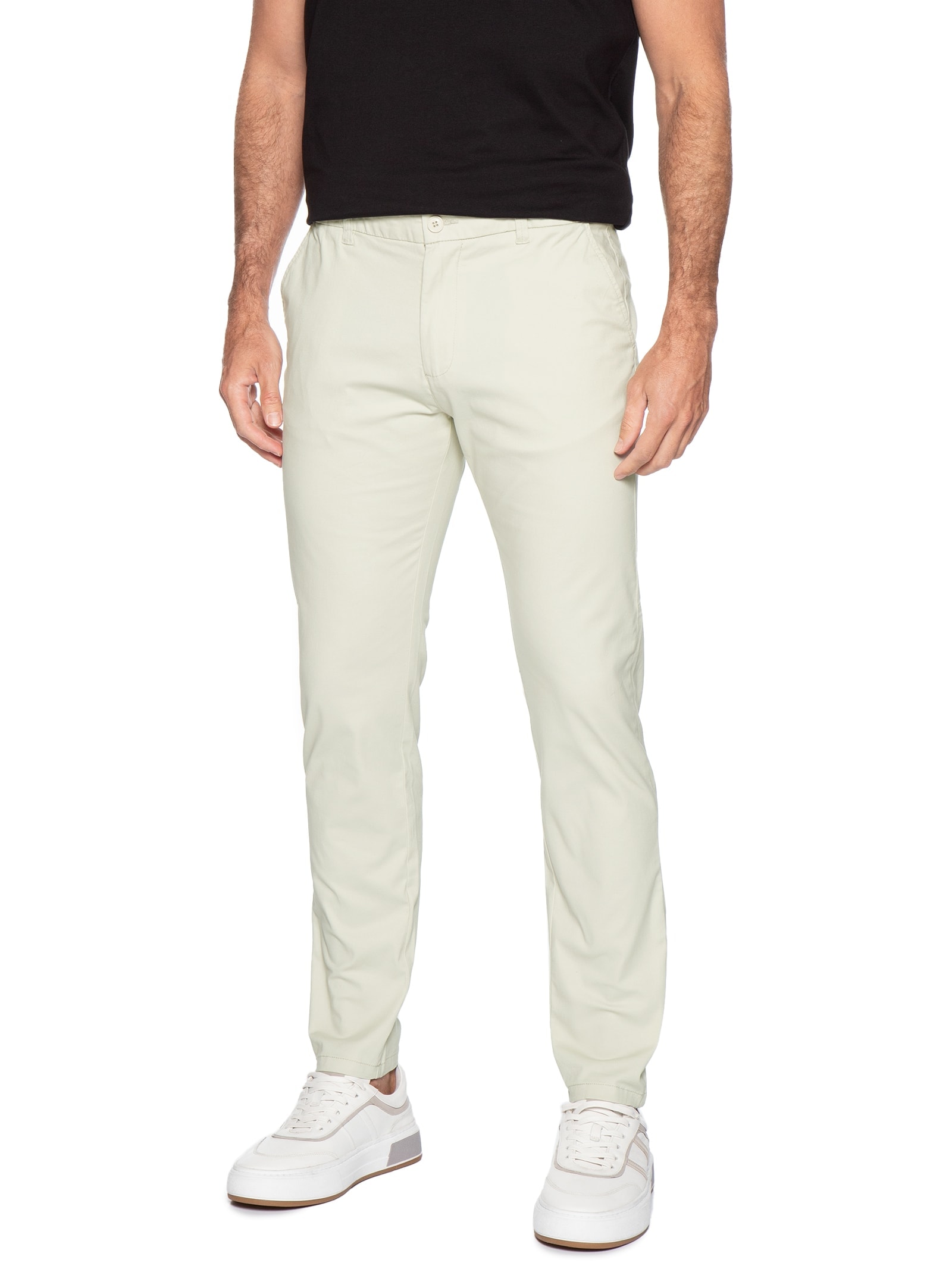 Calça Masculina Chino Cintura Ajustável Bege '2 Essential