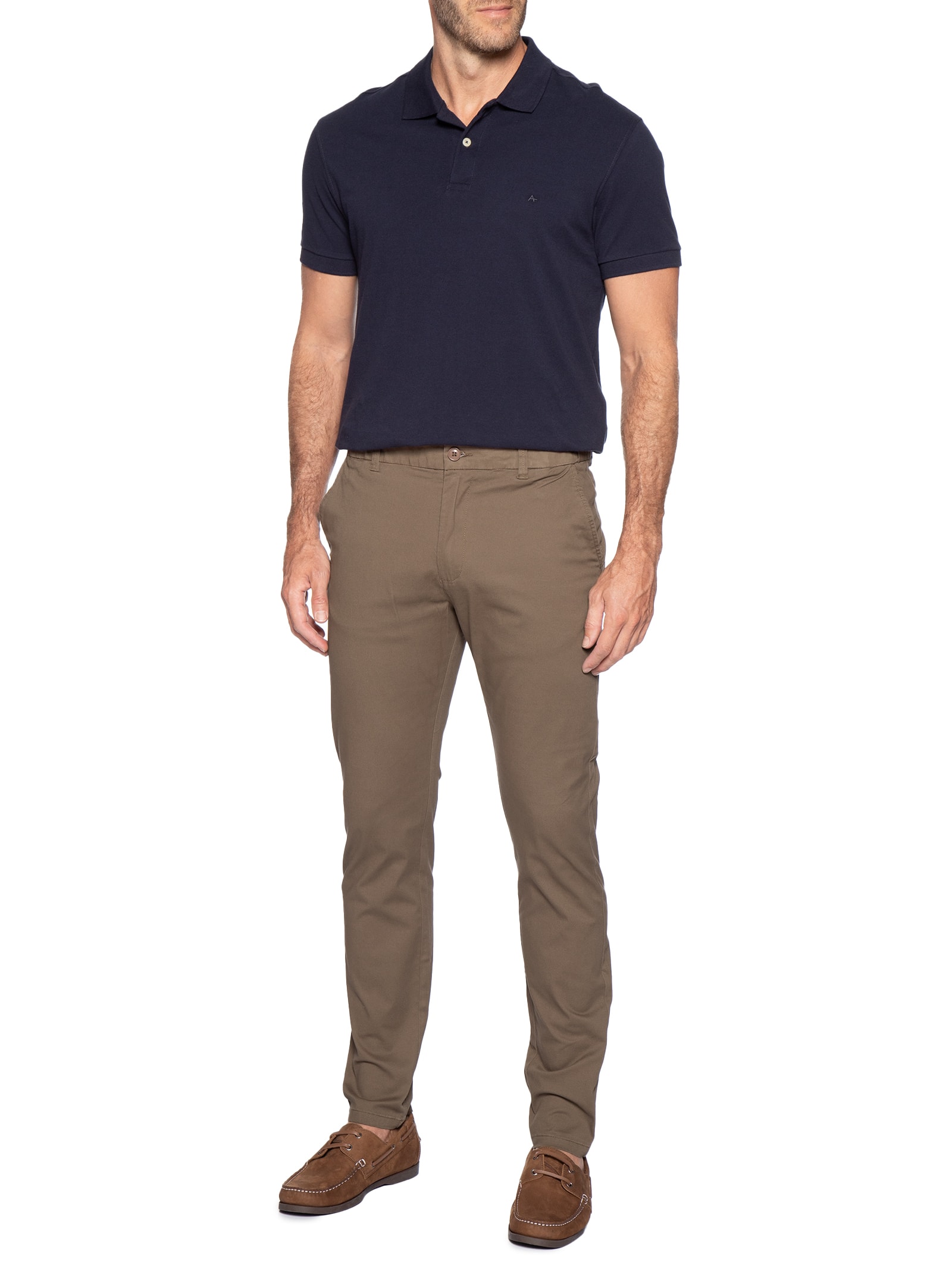 Calça Masculina Chino Cintura Ajustável Marrom '2 Essential