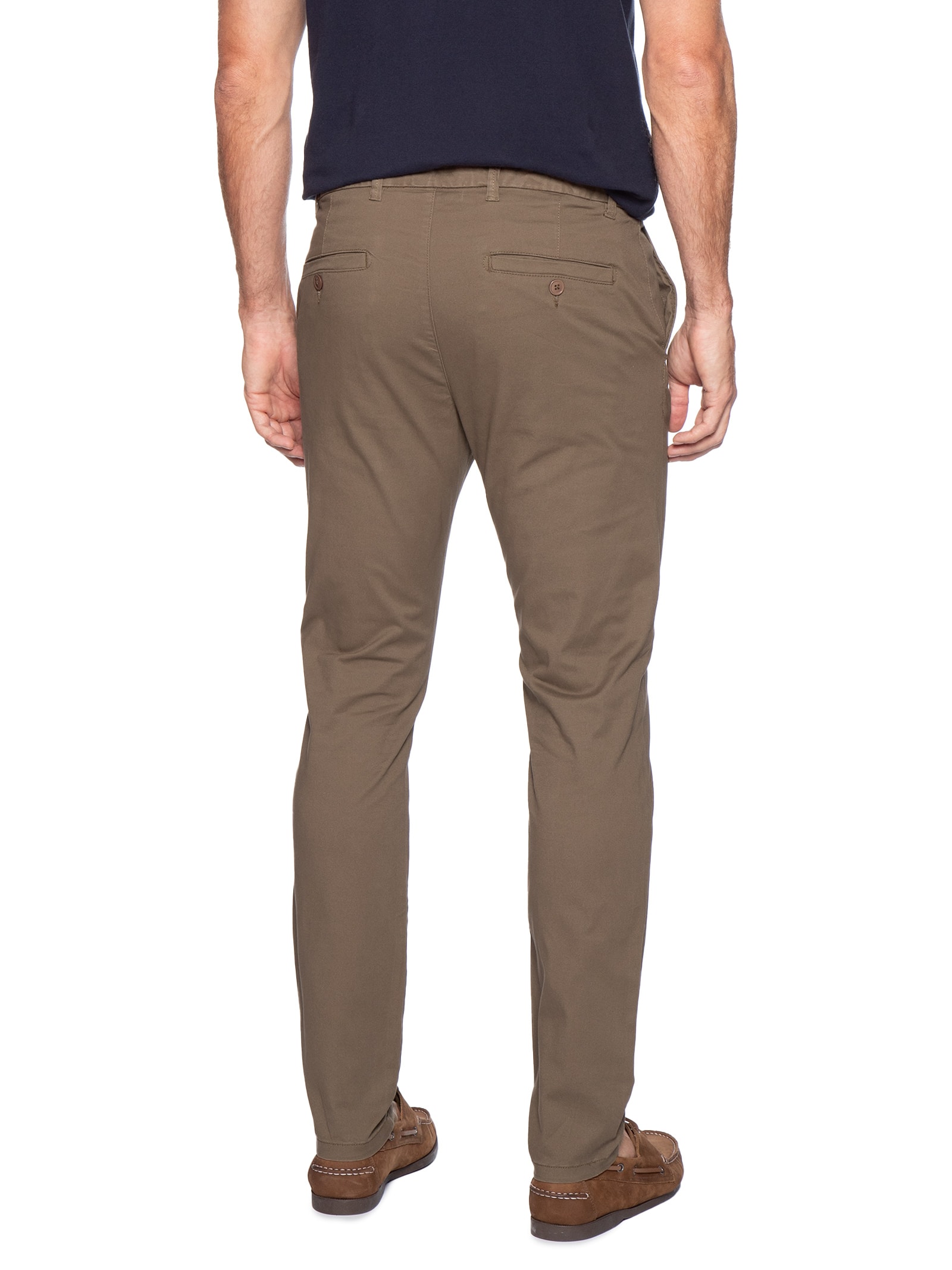 Calça Masculina Chino Cintura Ajustável Marrom '2 Essential