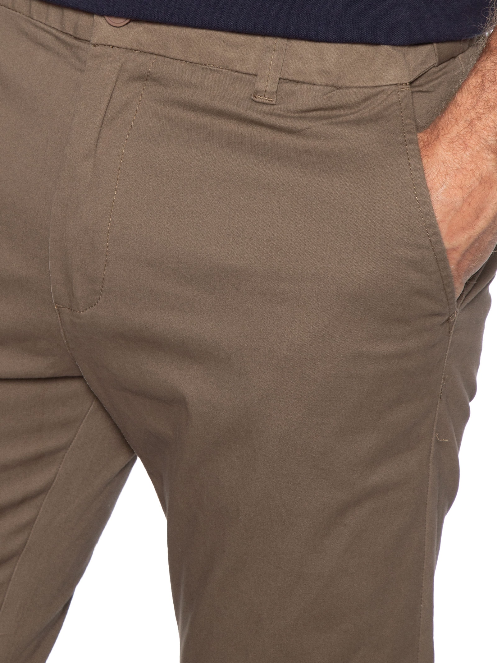 Calça Masculina Chino Cintura Ajustável Marrom '2 Essential