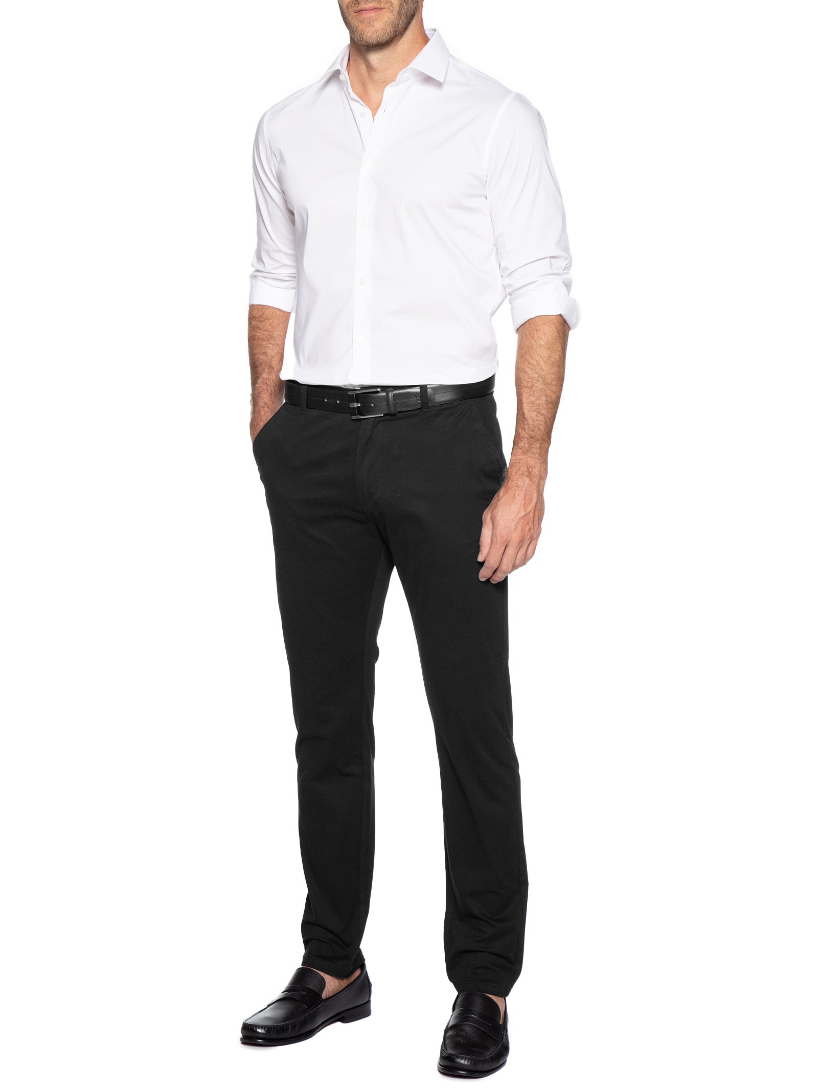 Calça Masculina Chino Cintura Ajustável Preto '2 Essential