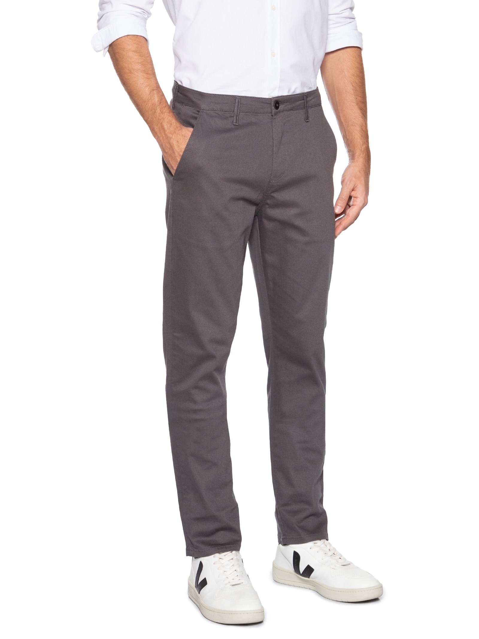 Calça Masculina Chino Color Clássica Cinza  Aramis