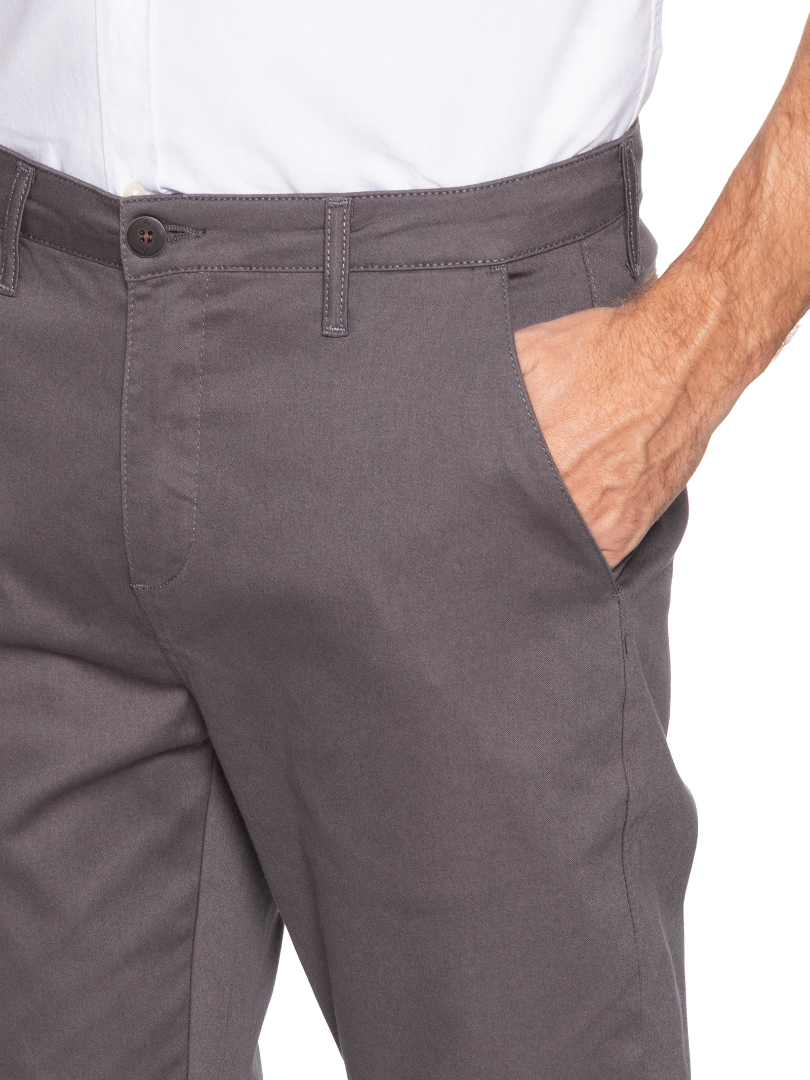 Calça Masculina Chino Color Clássica Cinza  Aramis